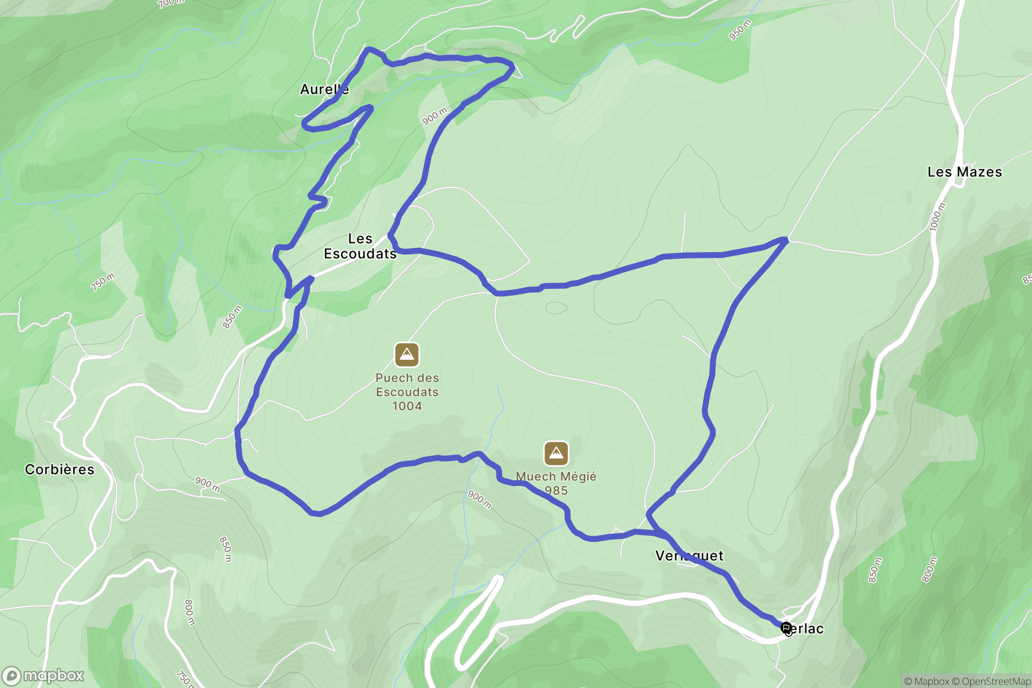Saint Geniez d'Olt et d'Aubrac : carte du parcours de randonnée - France