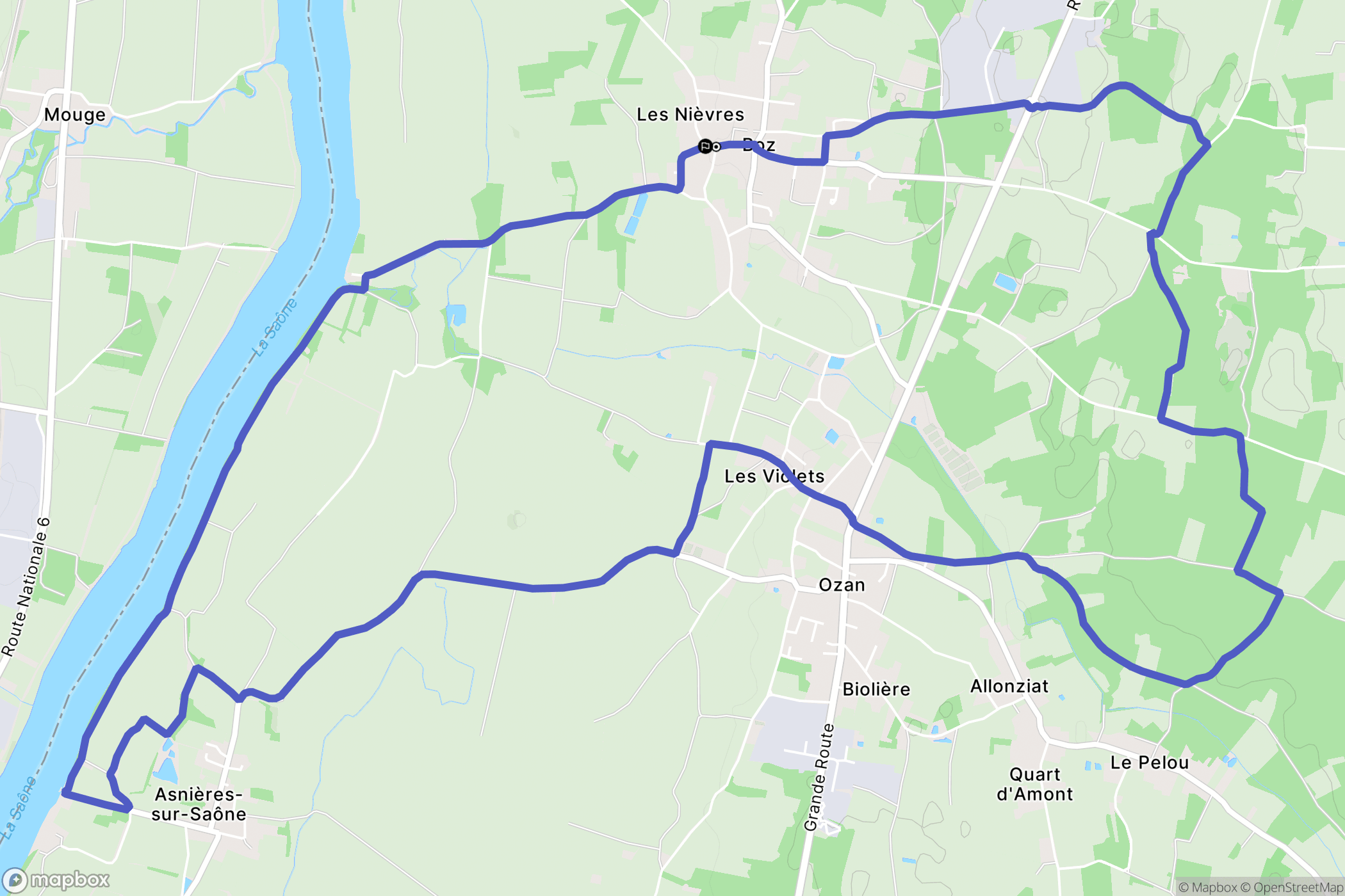 Boz : carte du parcours de randonnée - France