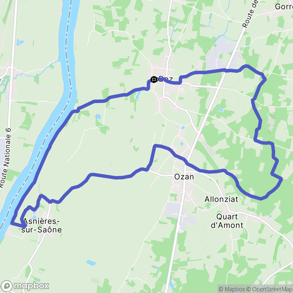 Boz : carte du parcours de randonnée - France