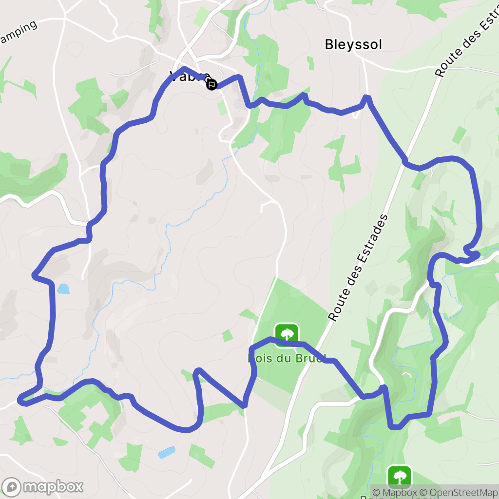Le Bas-Ségala : carte du parcours de randonnée - France