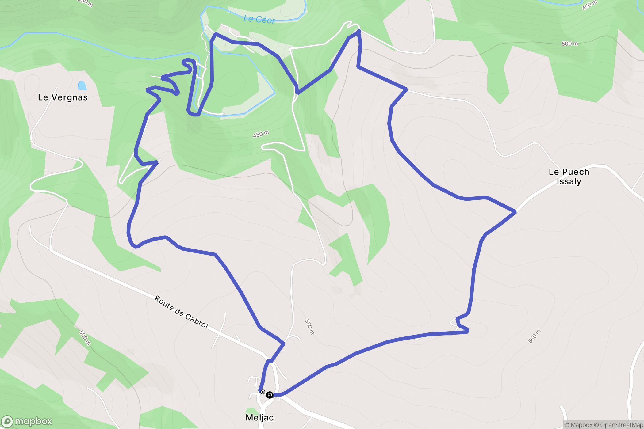 Meljac : carte du parcours de randonnée - France