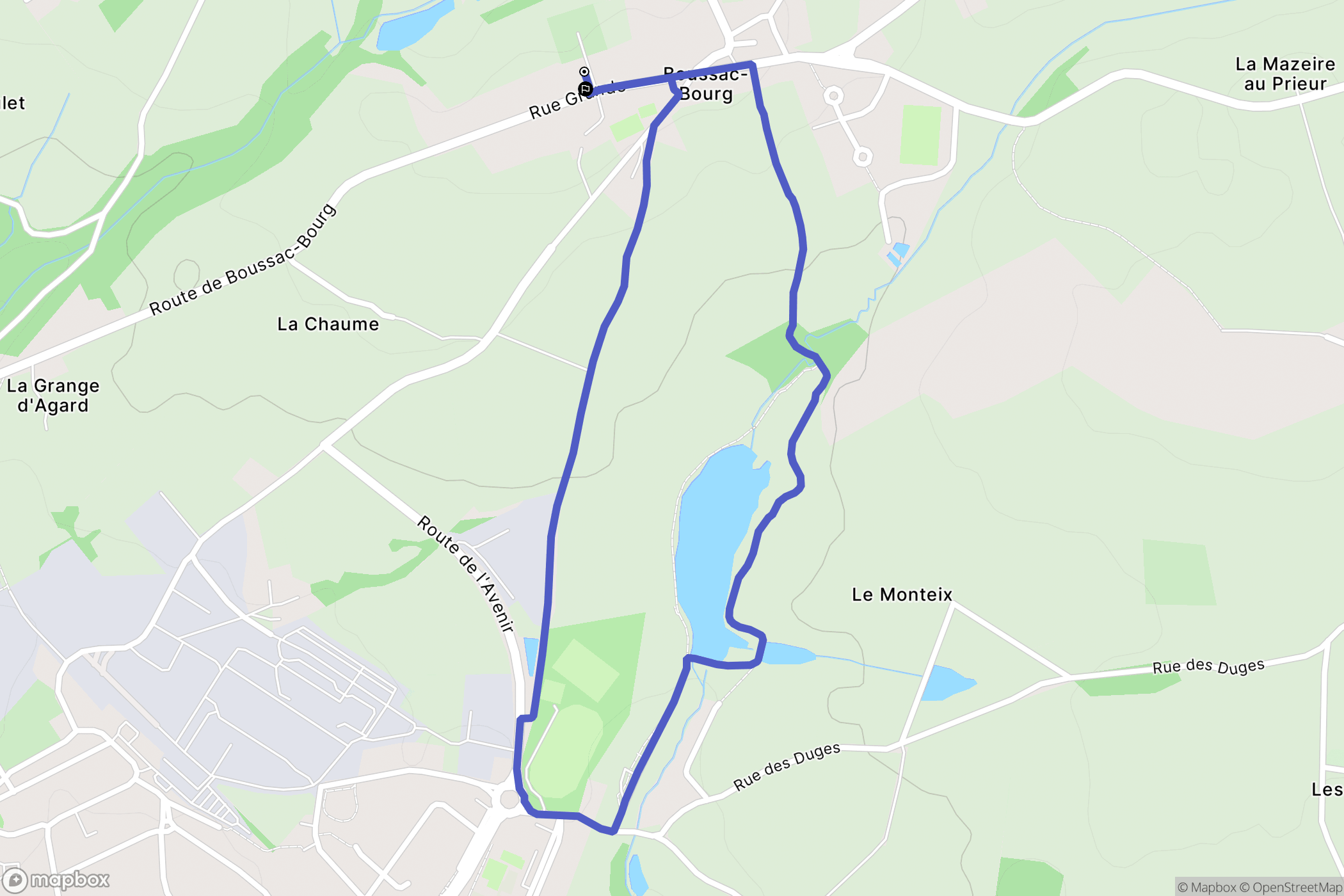 Boussac-Bourg : carte du parcours de randonnée - France