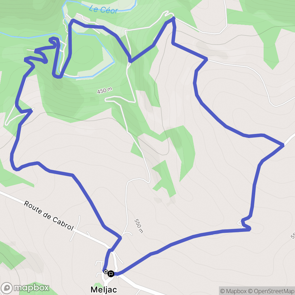 Meljac : carte du parcours de randonnée - France