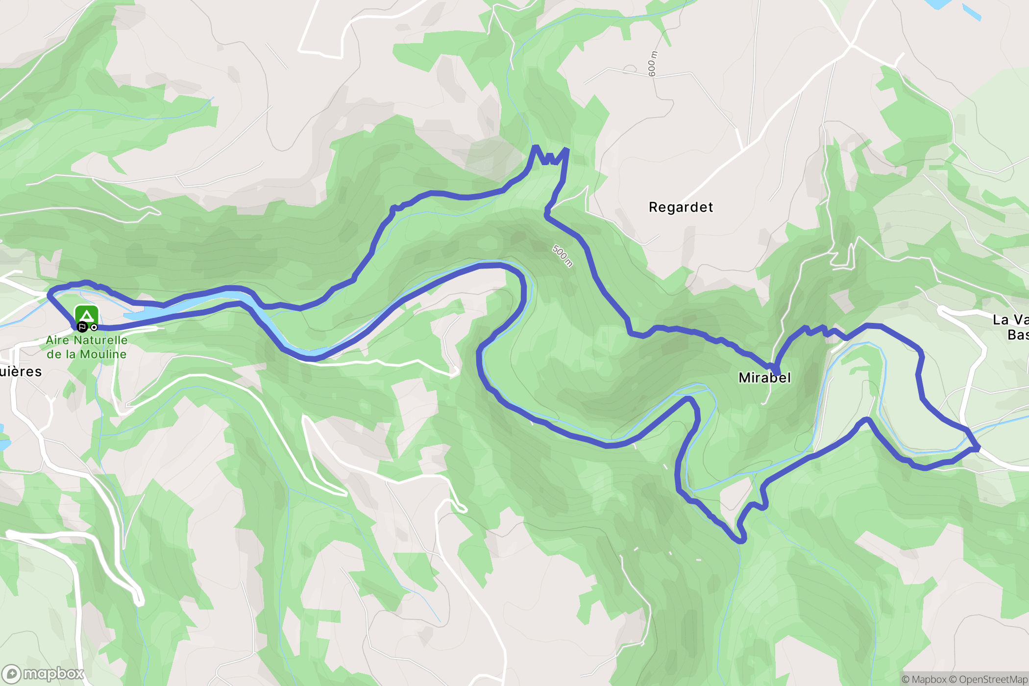 Prévinquières : carte du parcours de randonnée - France
