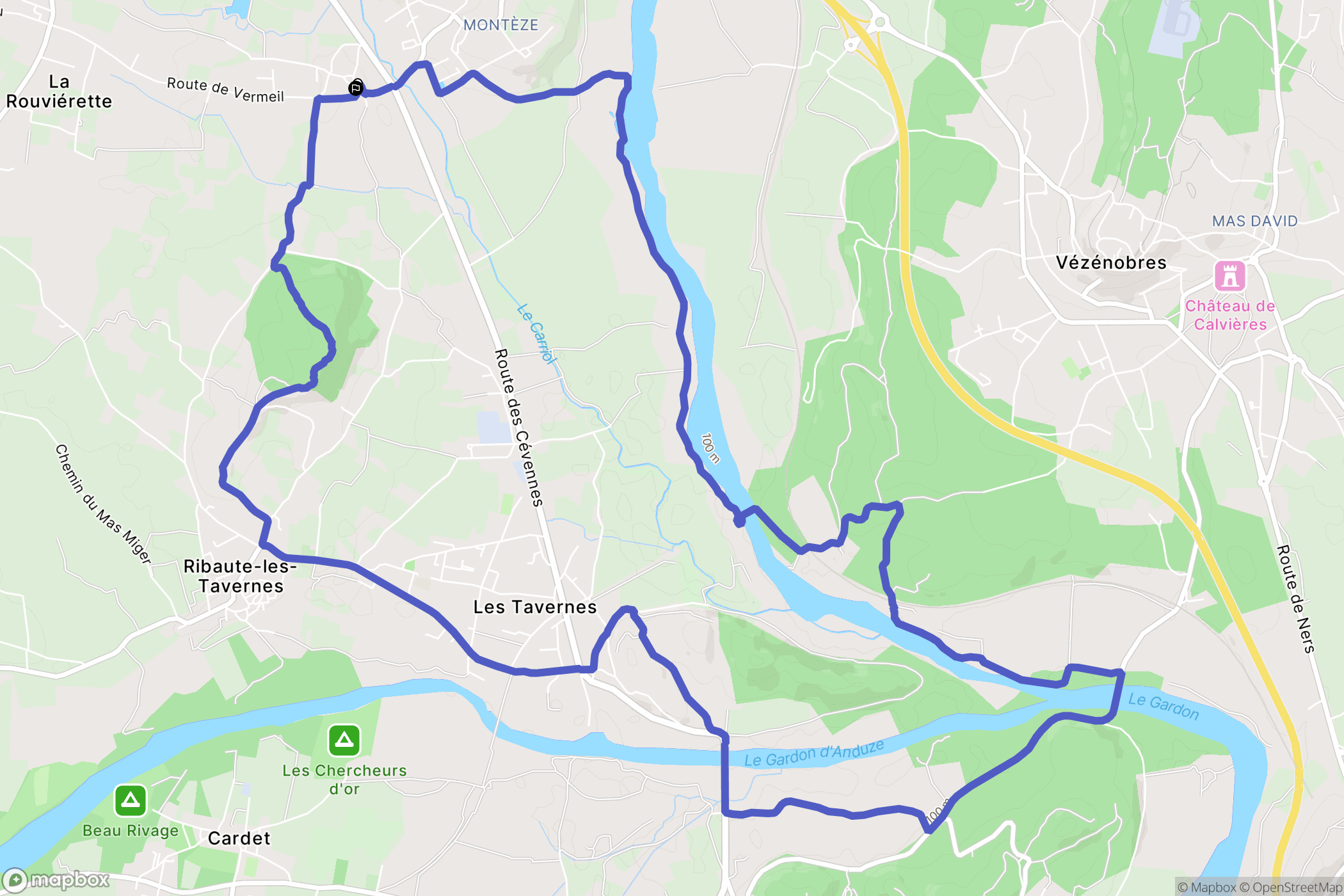 Saint-Christol-lès-Alès : carte du parcours de randonnée - France
