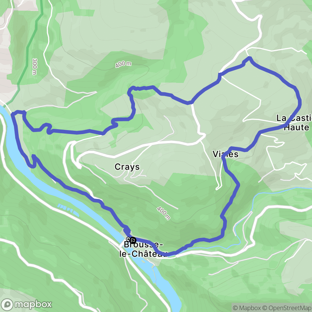 Brousse-le-Château : carte du parcours de randonnée - France