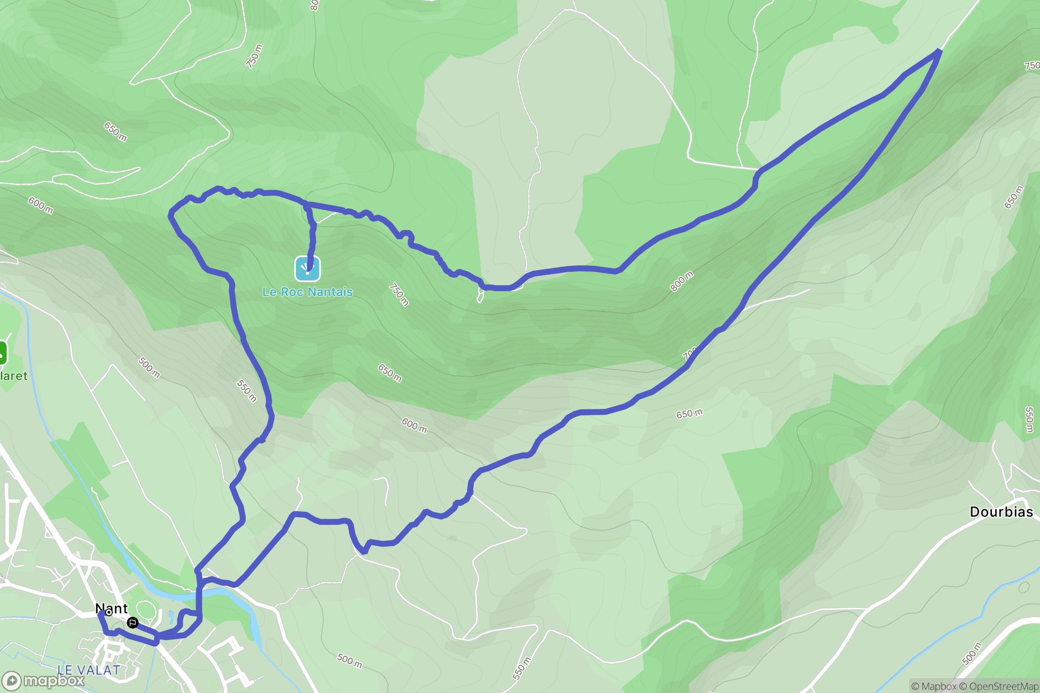 Nant : carte du parcours de randonnée - France