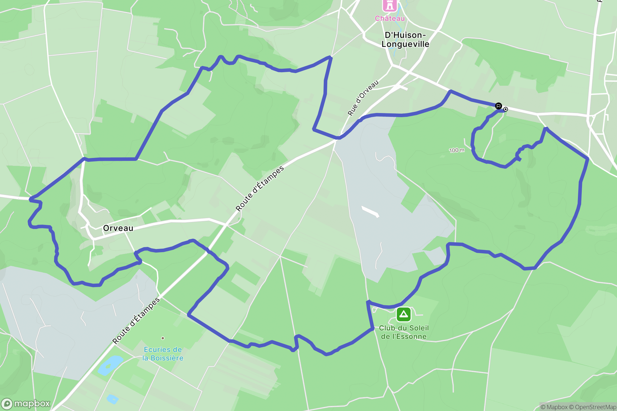 D'Huison-Longueville : carte du parcours de randonnée - France