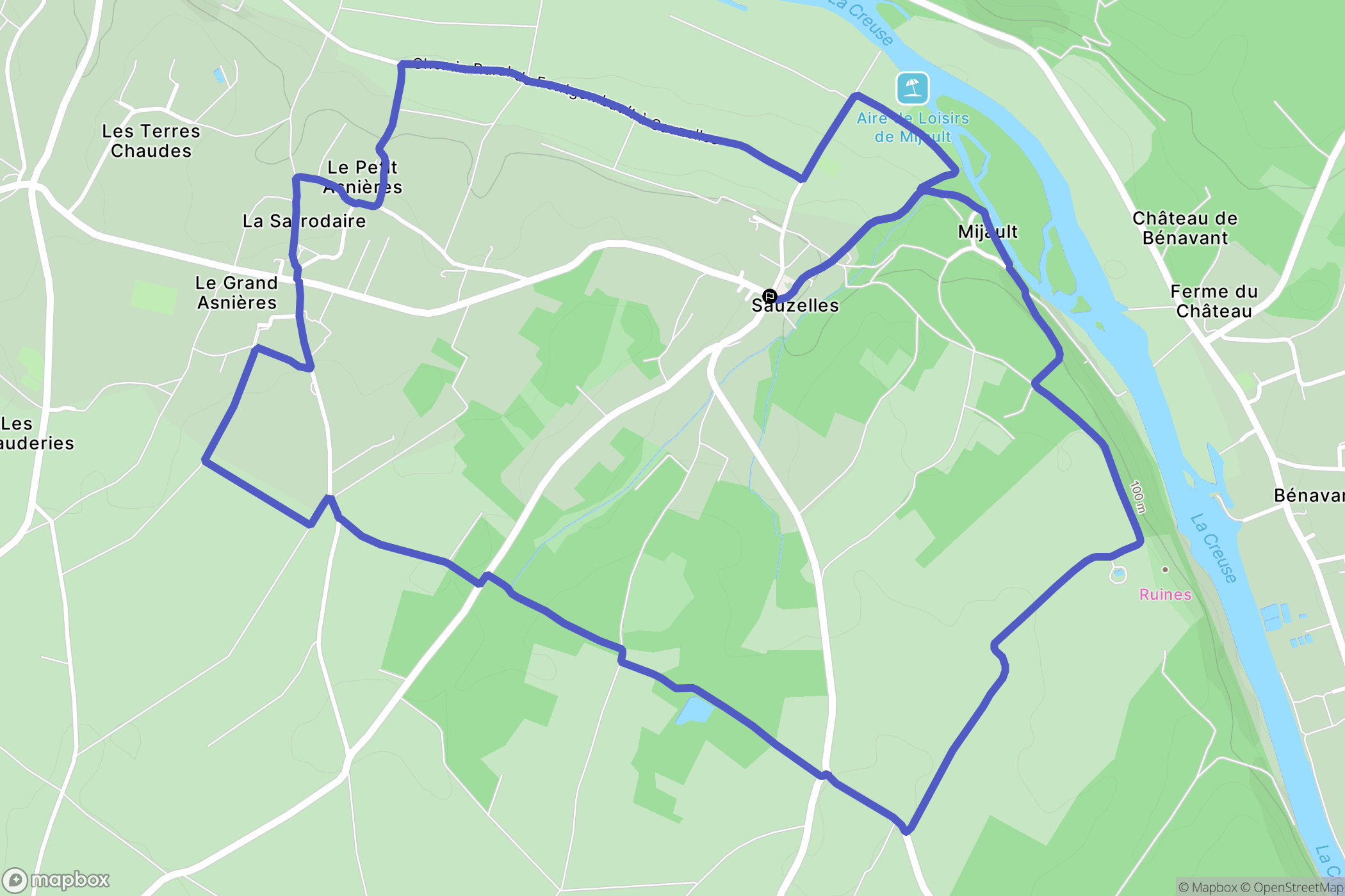 Sauzelles : carte du parcours de randonnée - France