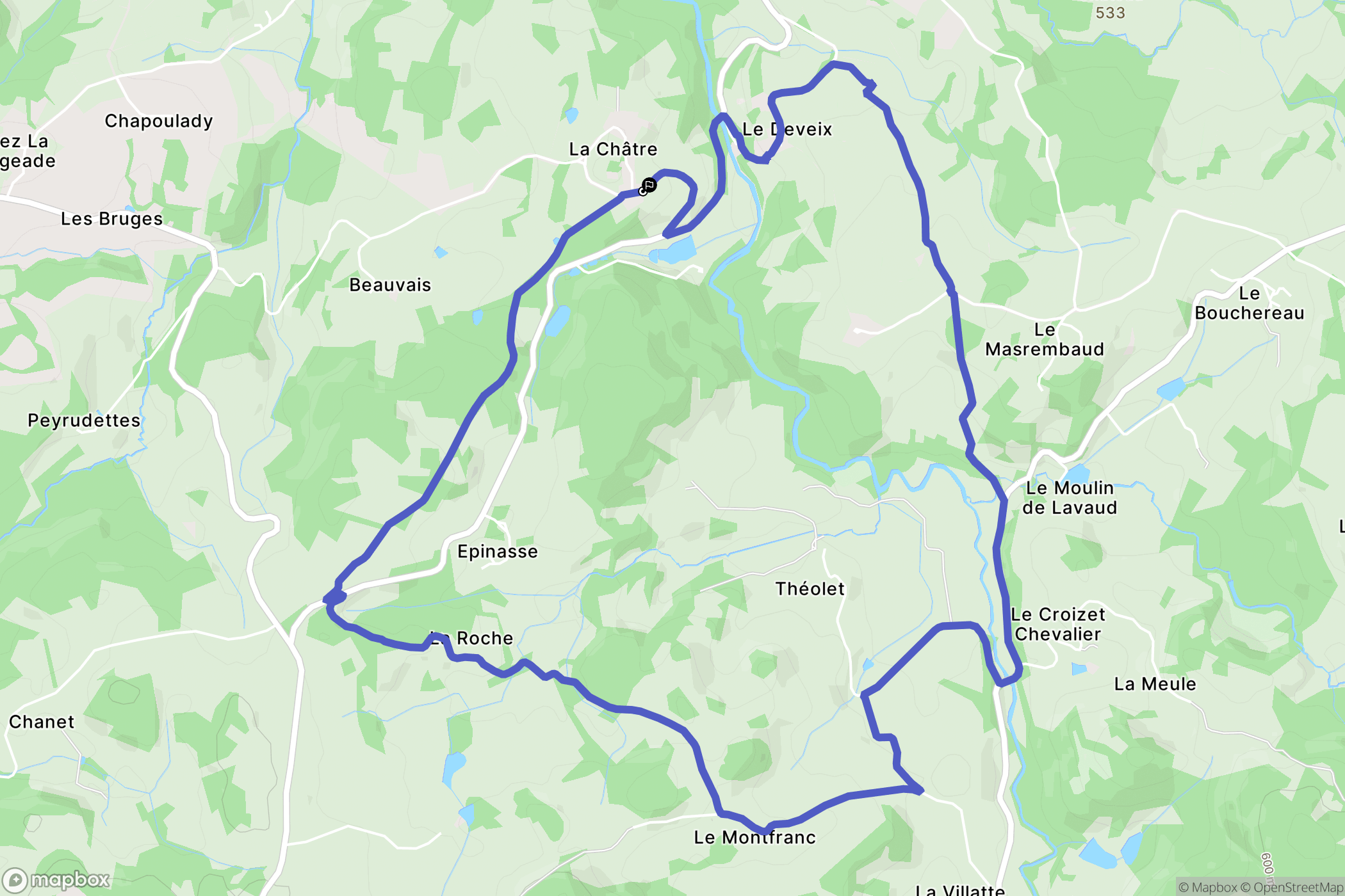 Champagnat : carte du parcours de randonnée - France