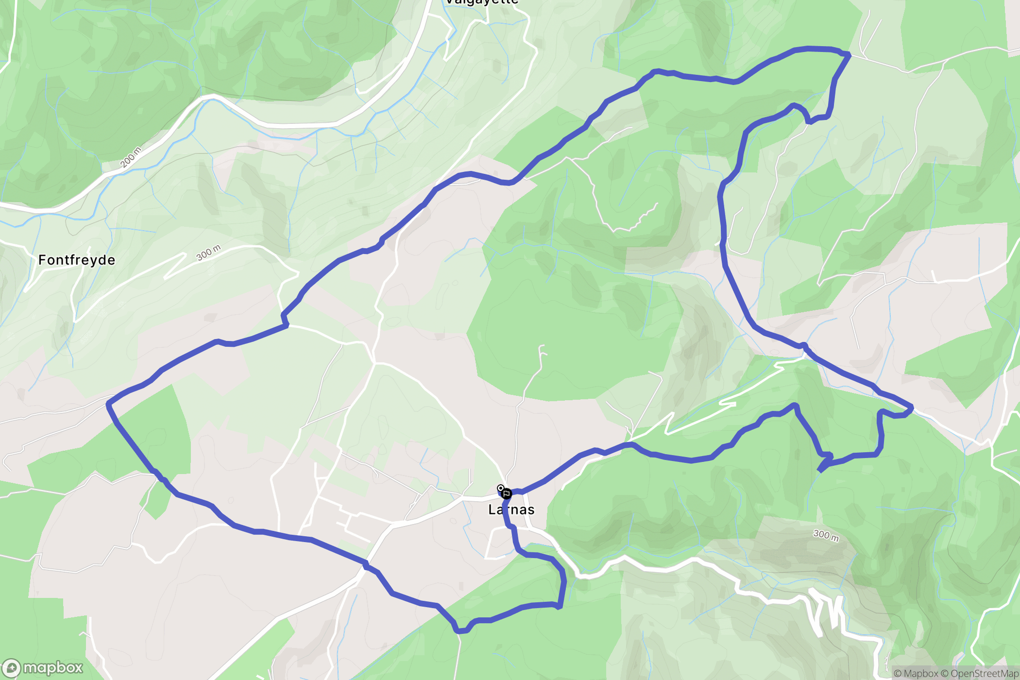 Larnas : carte du parcours de randonnée - France