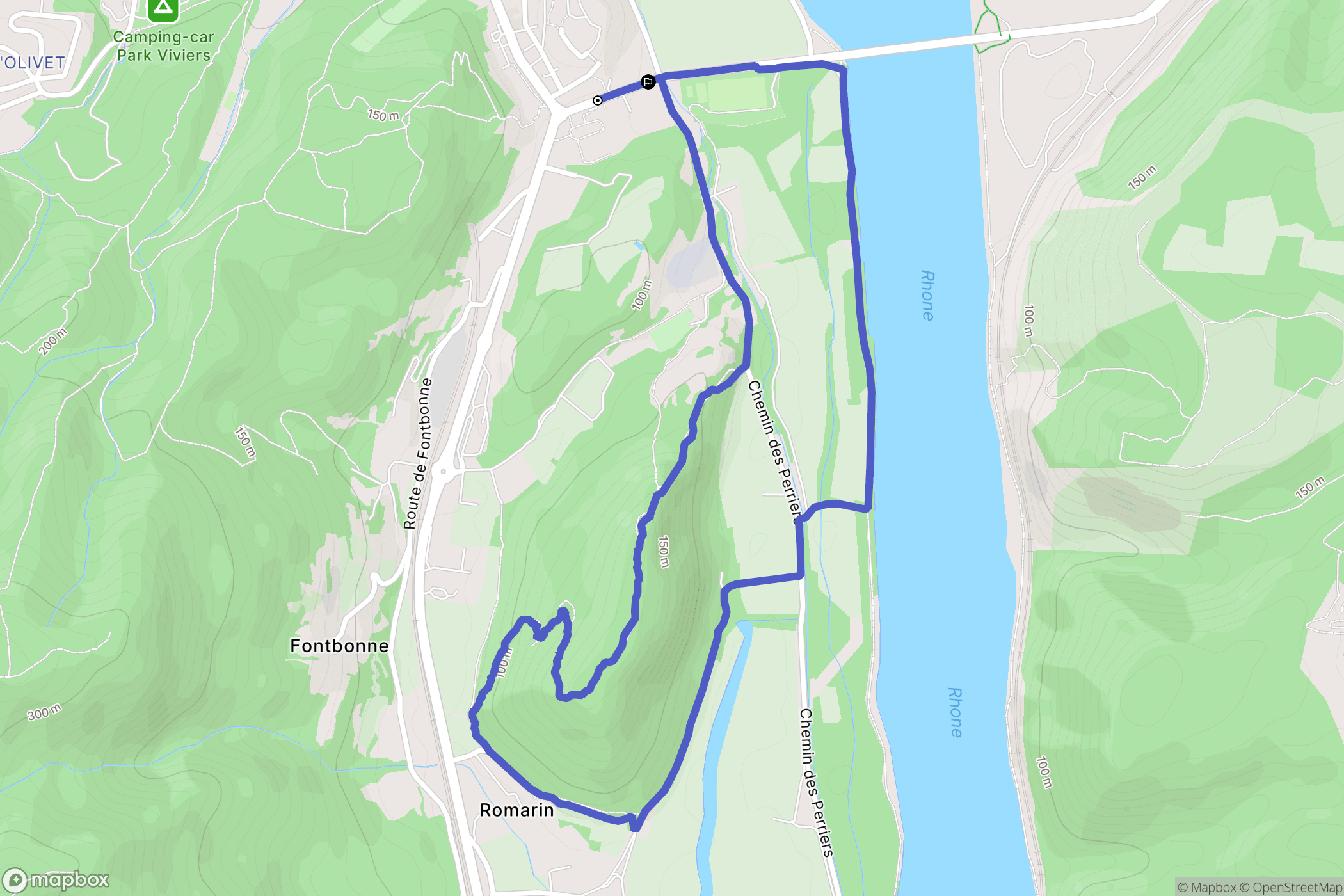 Viviers : carte du parcours de randonnée - France