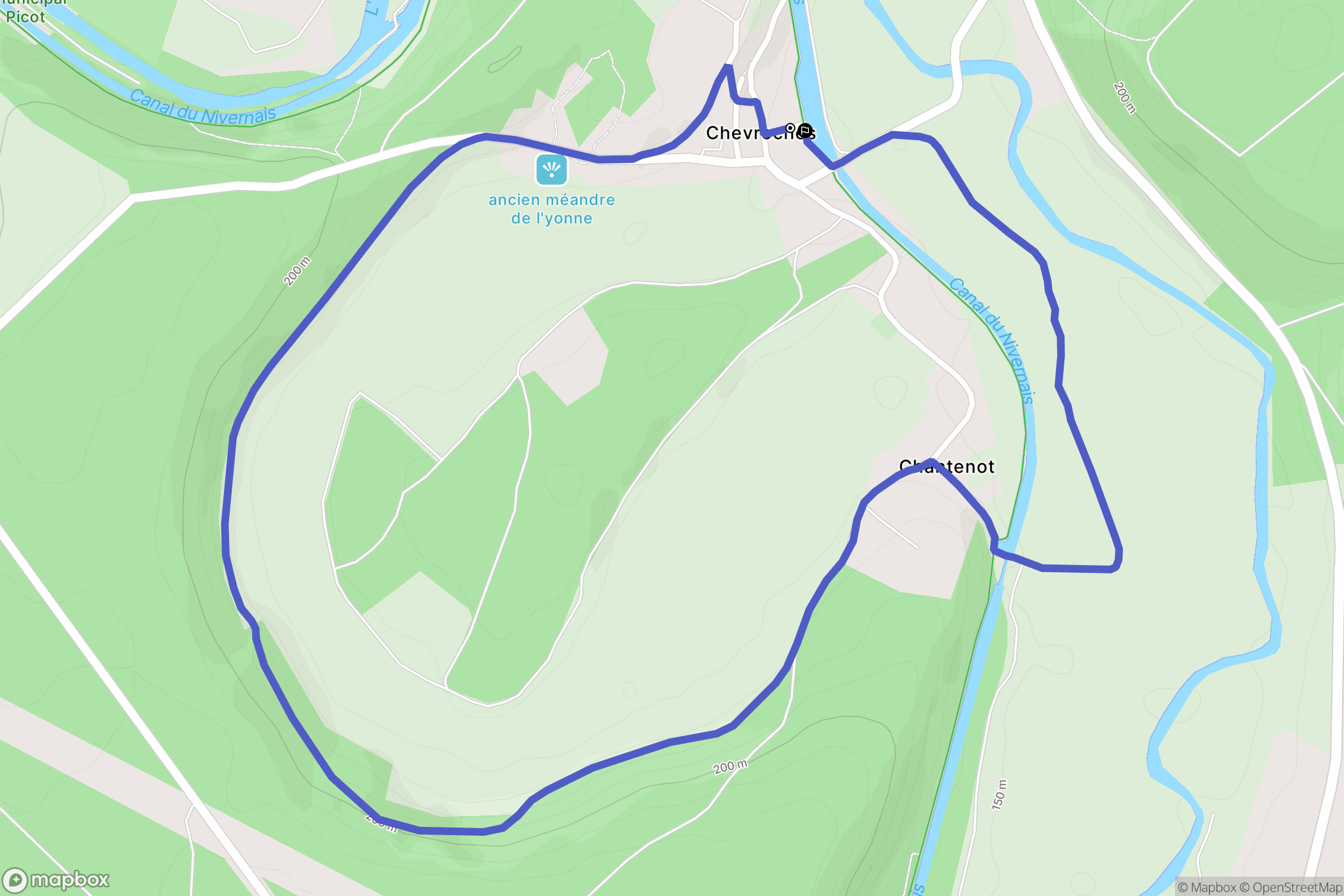 Chevroches : carte du parcours de randonnée - France