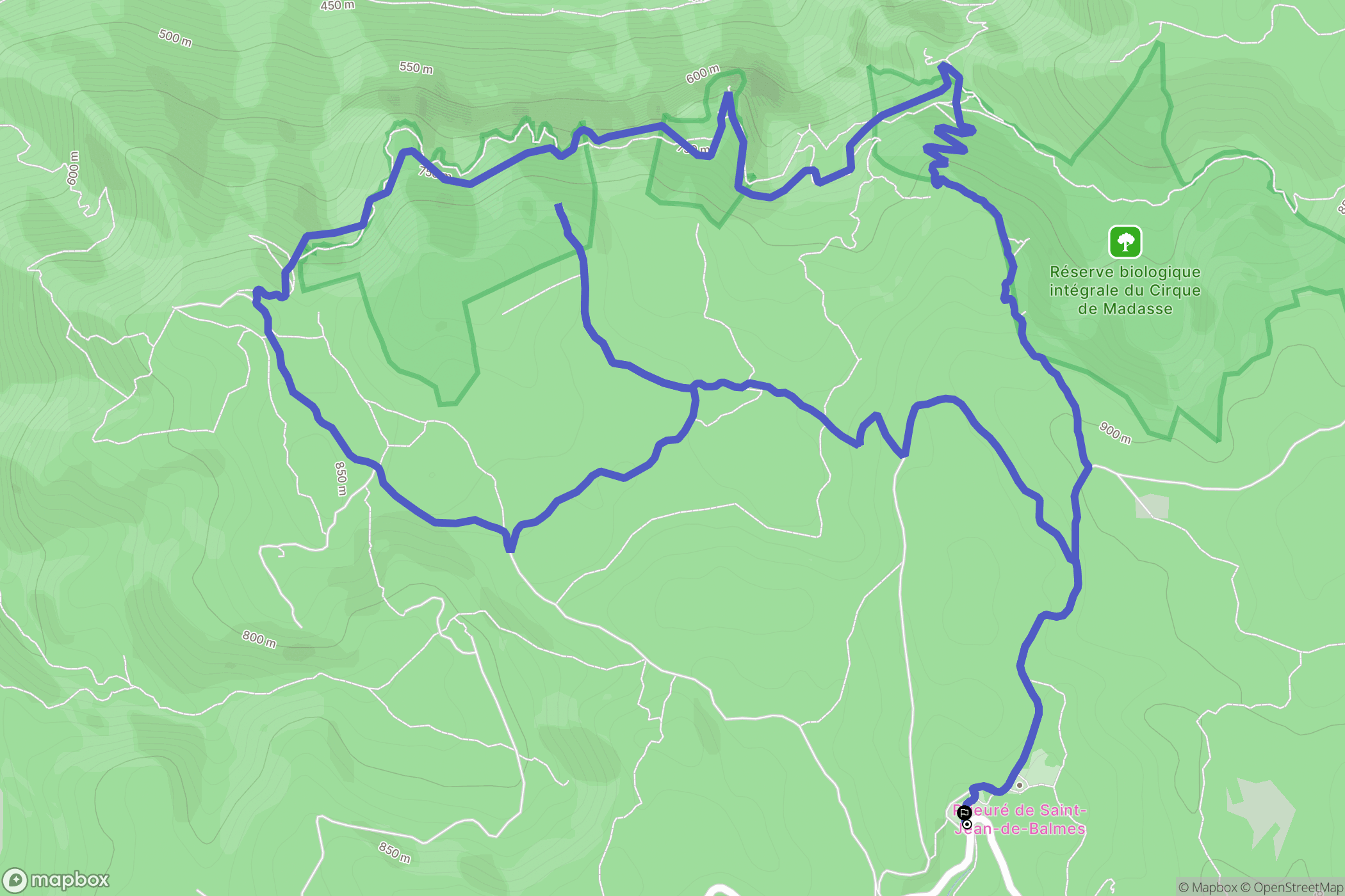 Veyreau : carte du parcours de randonnée - France