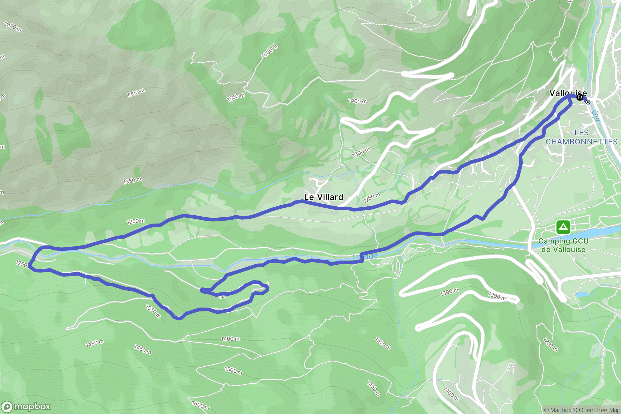 Vallouise-Pelvoux : carte du parcours de randonnée - France