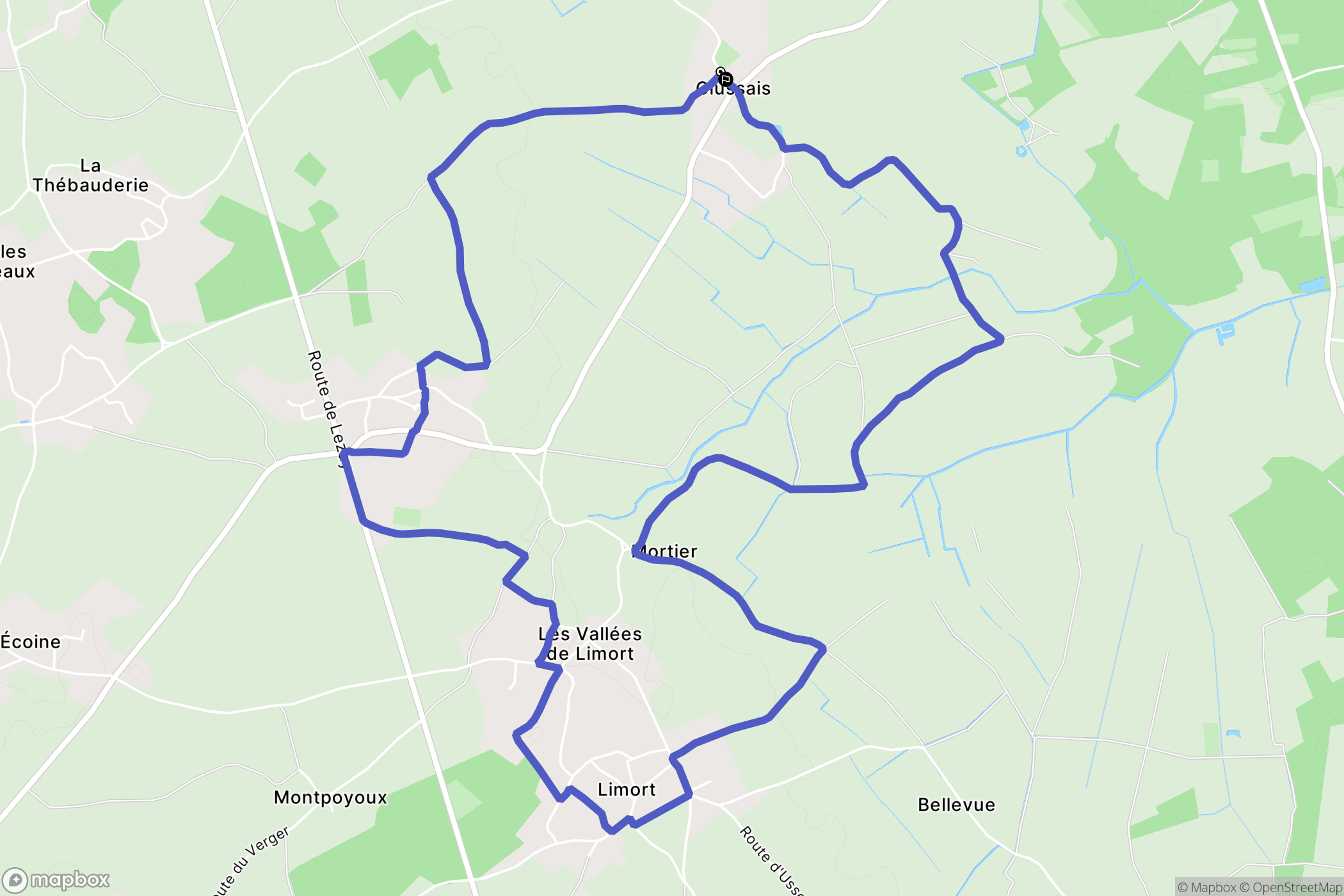 Clussais-la-Pommeraie : carte du parcours de randonnée - France