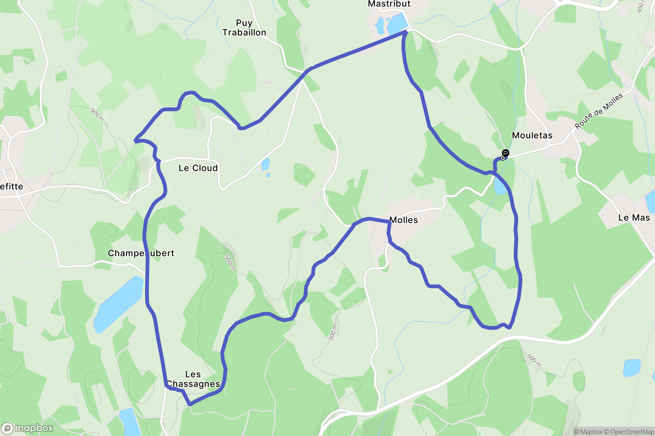 Ahun : carte du parcours de randonnée - France