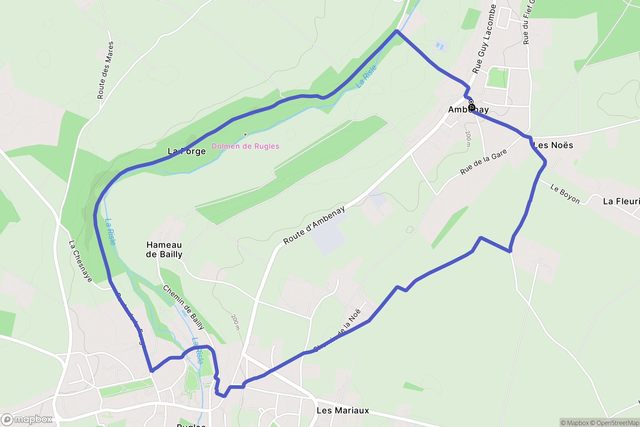 Ambenay : carte du parcours de randonnée - France