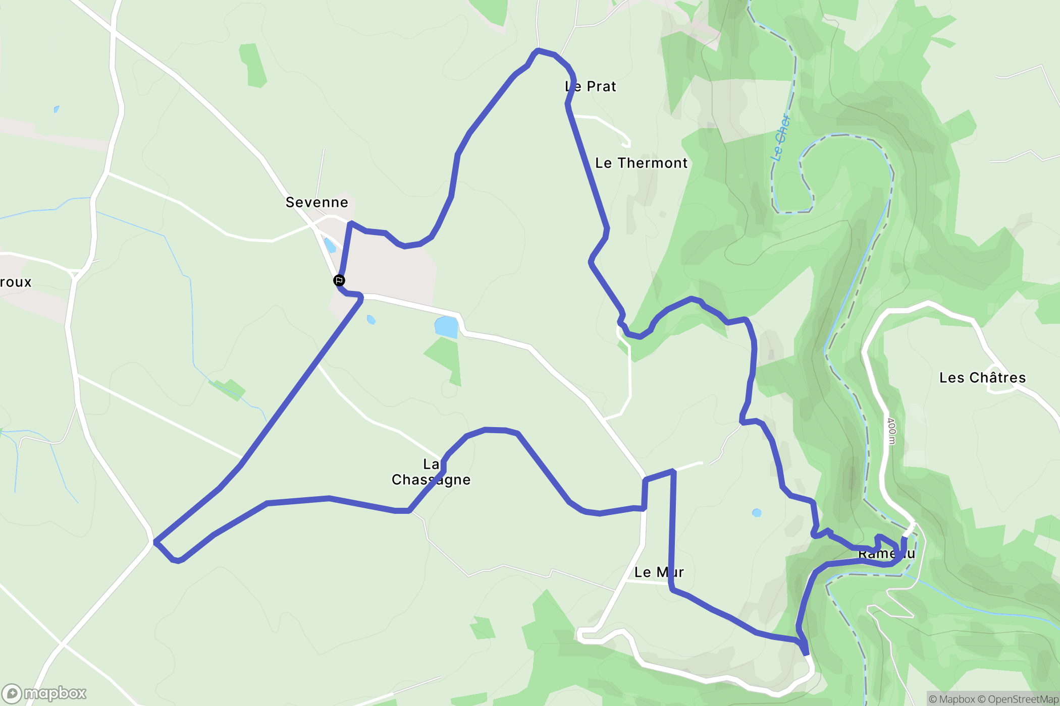 Chambonchard : carte du parcours de randonnée - France