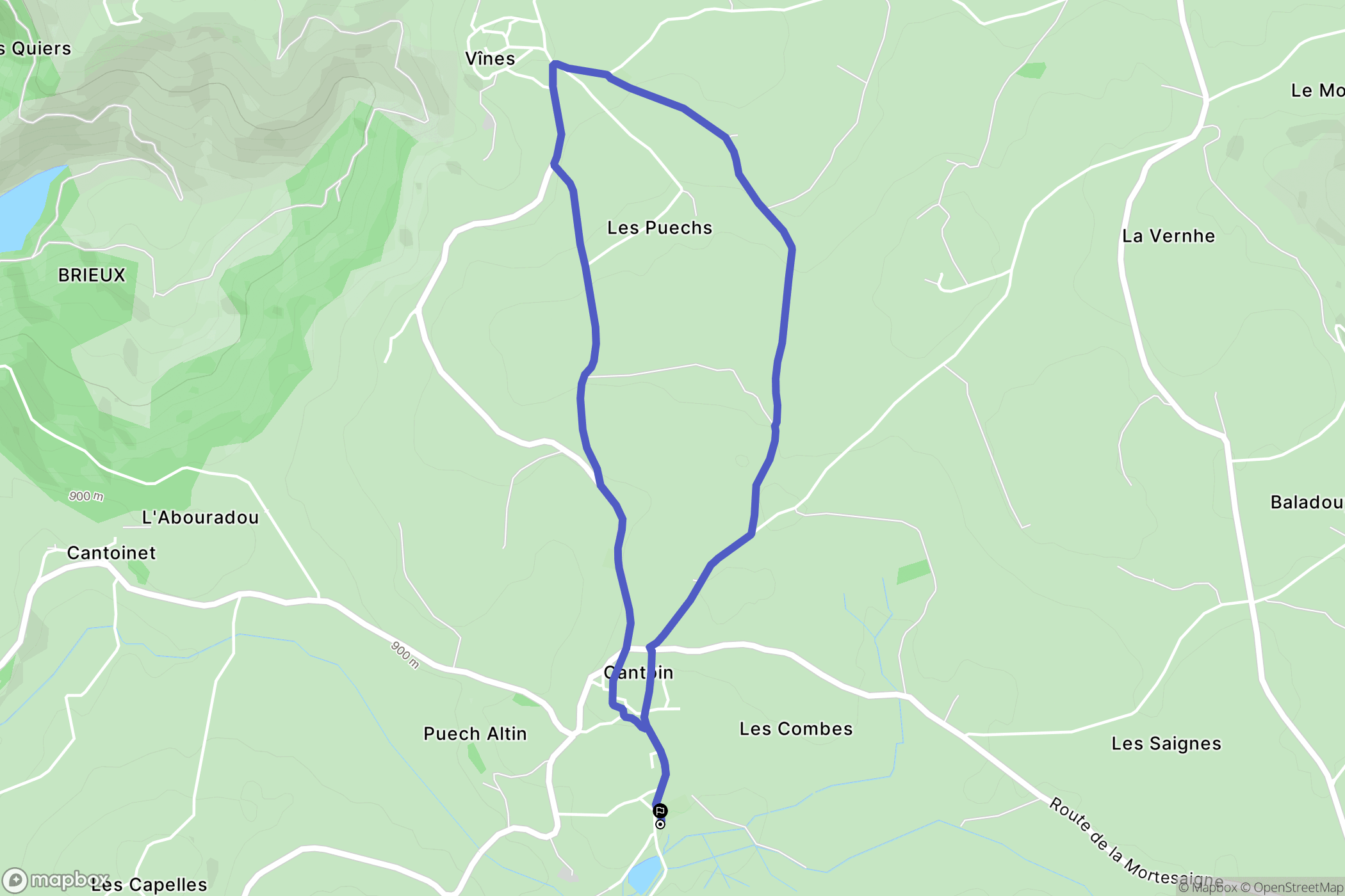 Cantoin : carte du parcours de randonnée - France