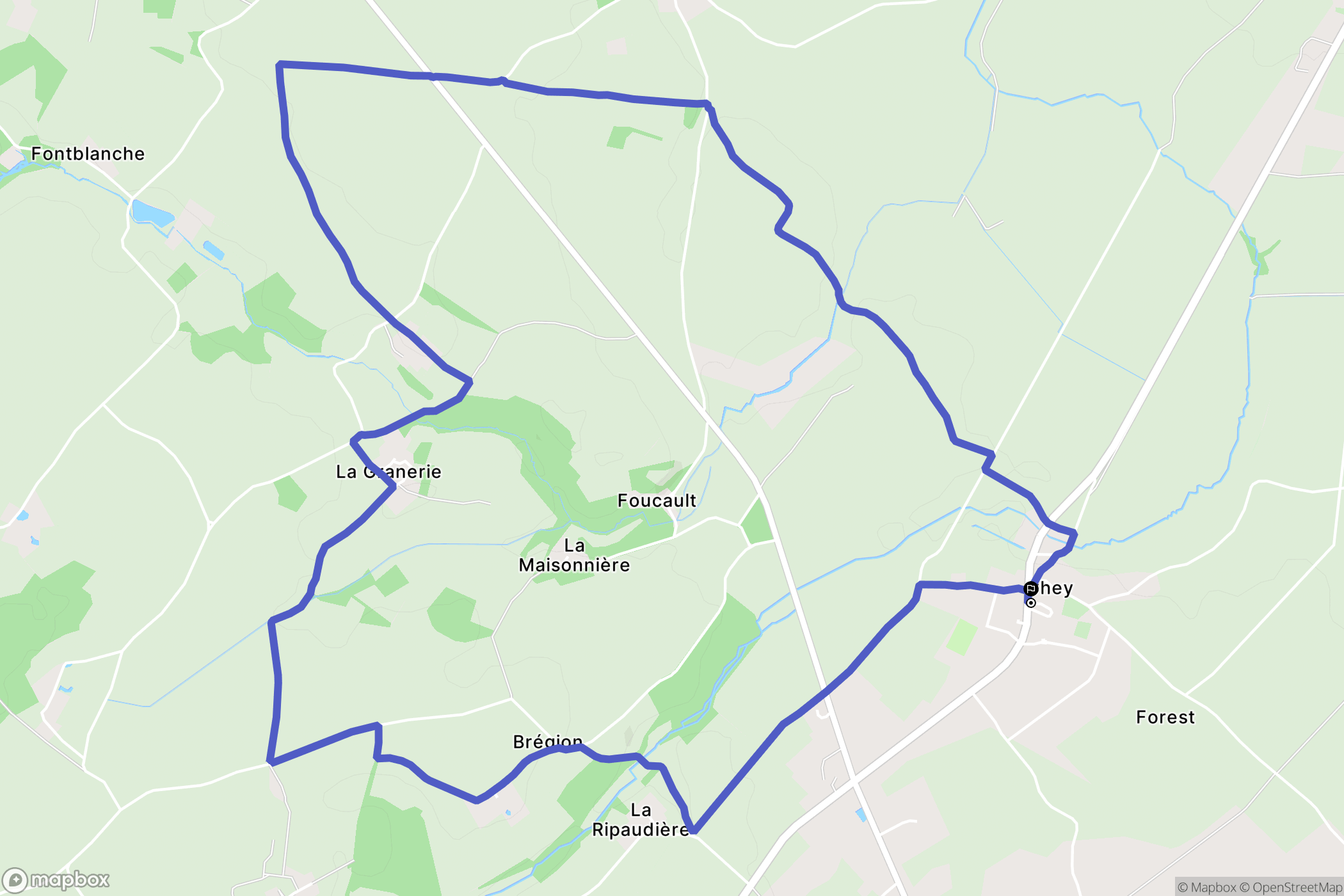 Chey : carte du parcours de randonnée - France