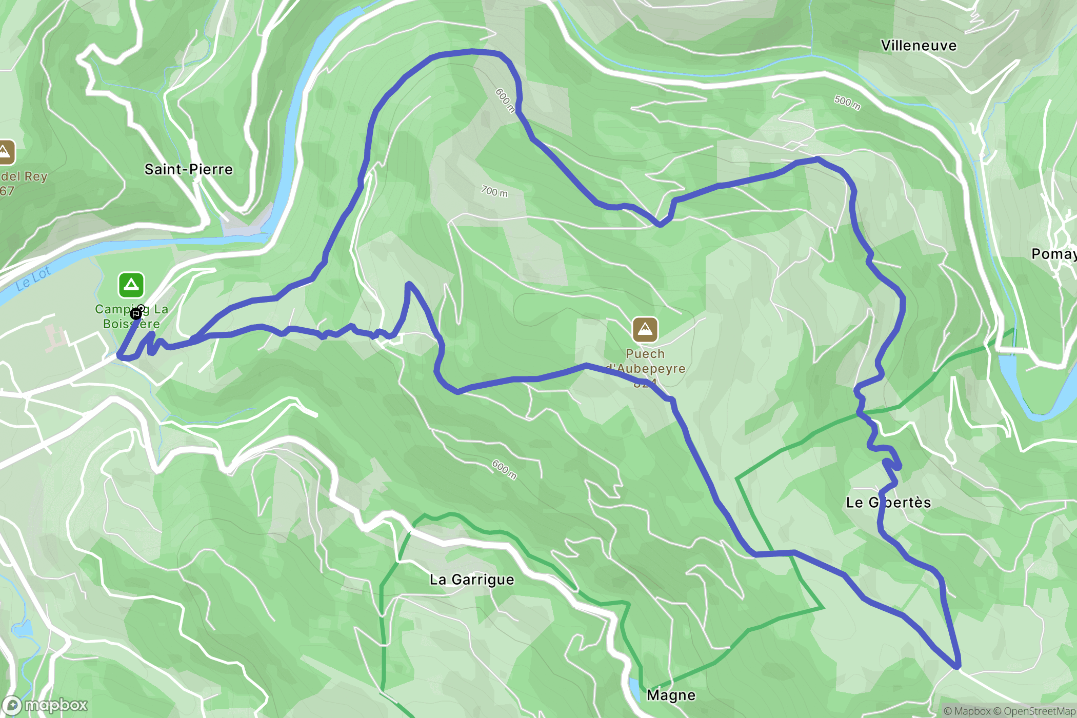 Saint-Geniez-d'Olt : carte du parcours de randonnée - France