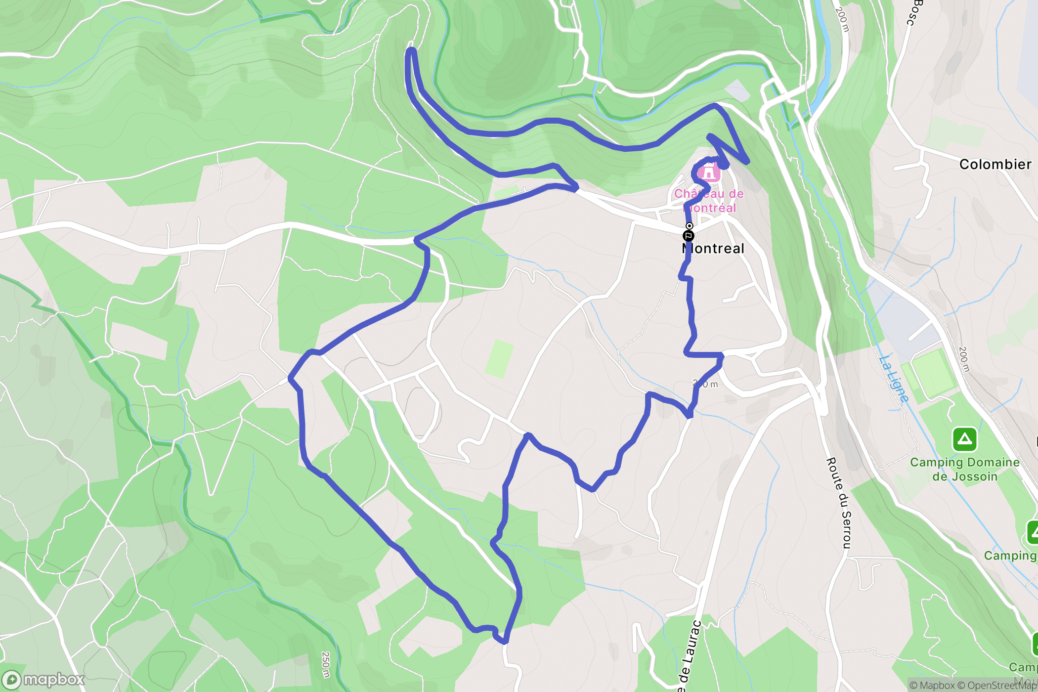 Montréal : carte du parcours de randonnée - France