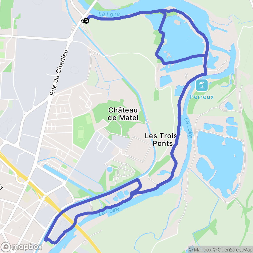 Roanne : carte du parcours de randonnée - France