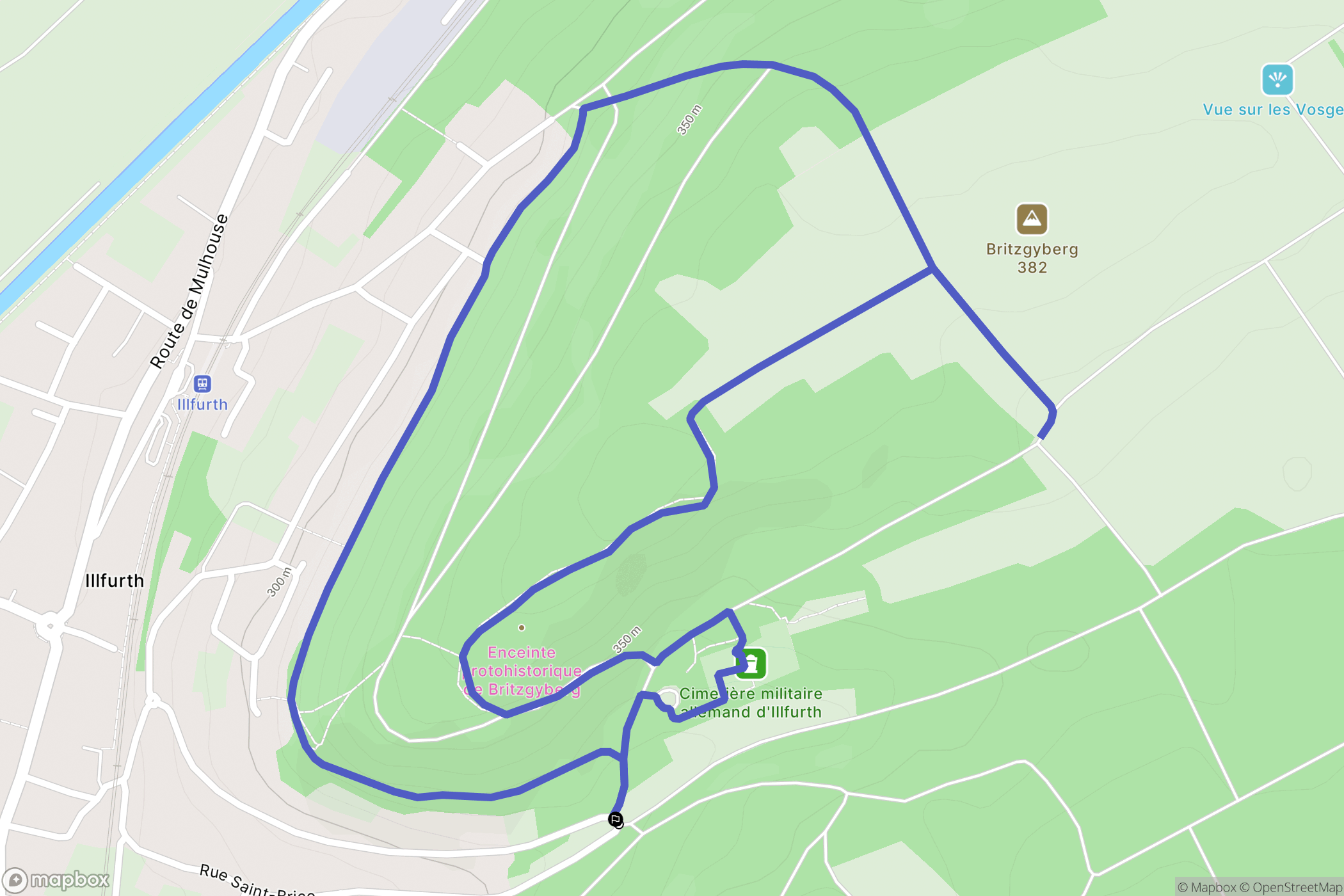 Illfurth : carte du parcours de randonnée - France