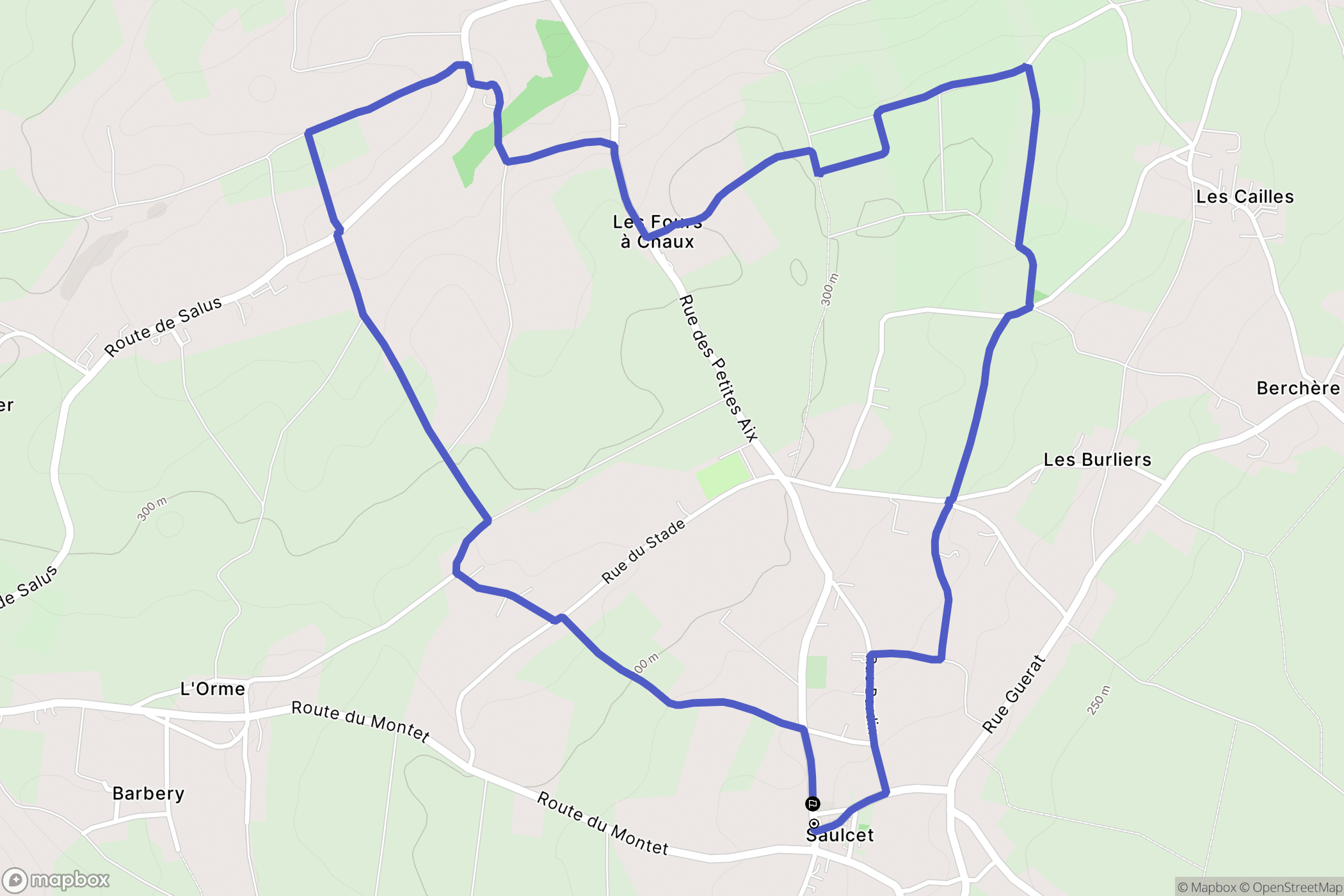 Saulcet : carte du parcours de randonnée - France