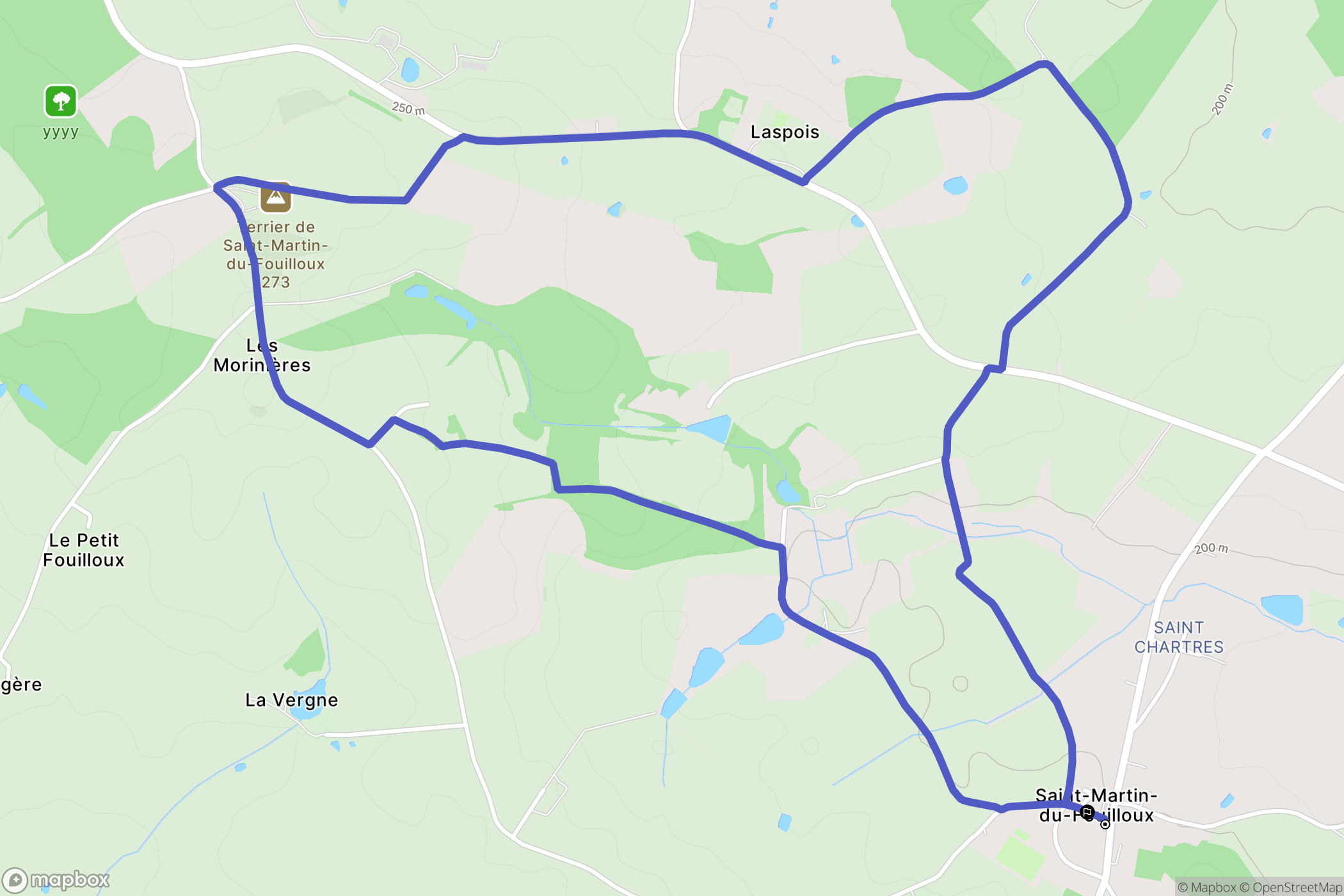 Saint-Martin-du-Fouilloux : carte du parcours de randonnée - France