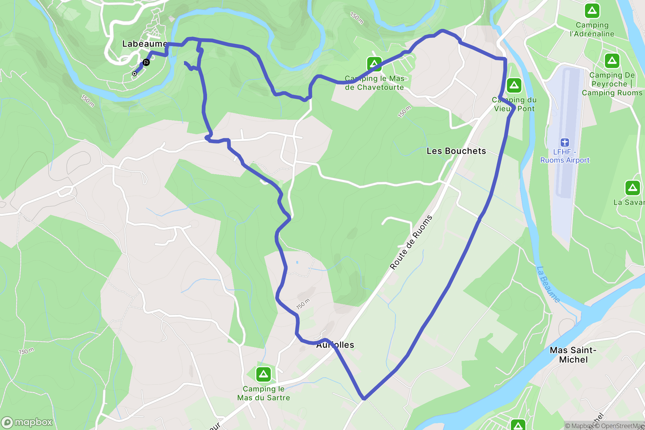 Labeaume : carte du parcours de randonnée - France