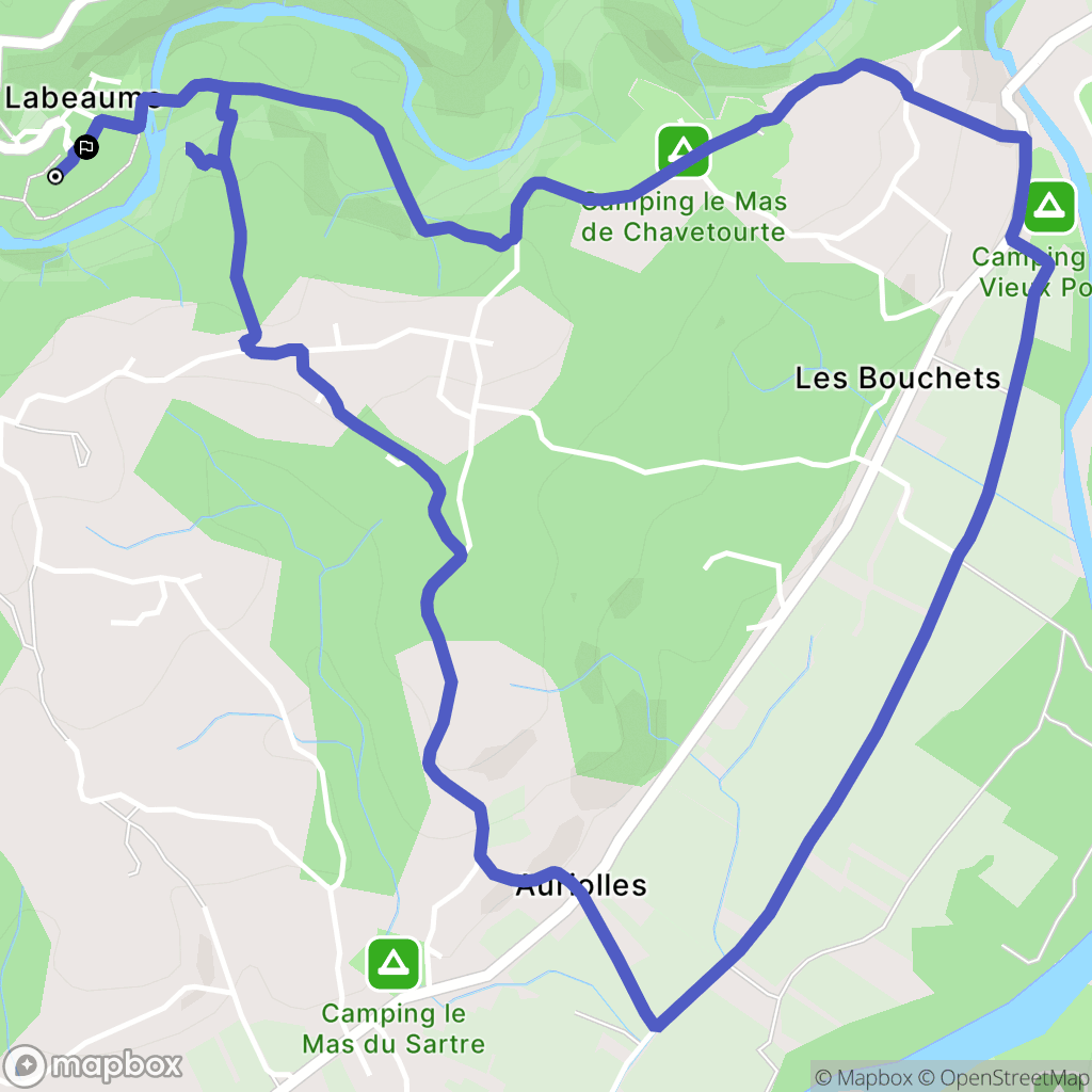 Labeaume : carte du parcours de randonnée - France