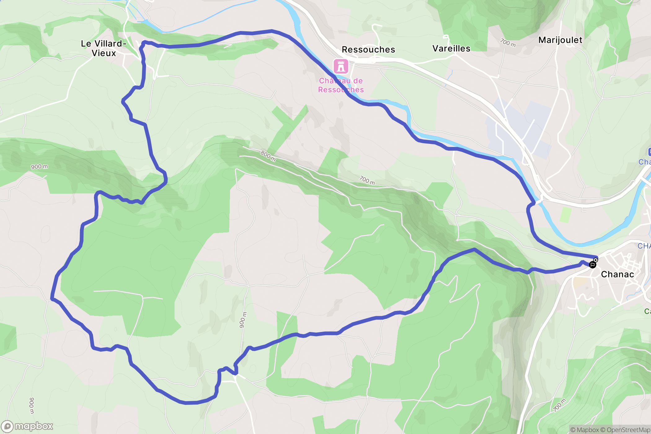 Chanac : carte du parcours de randonnée - France