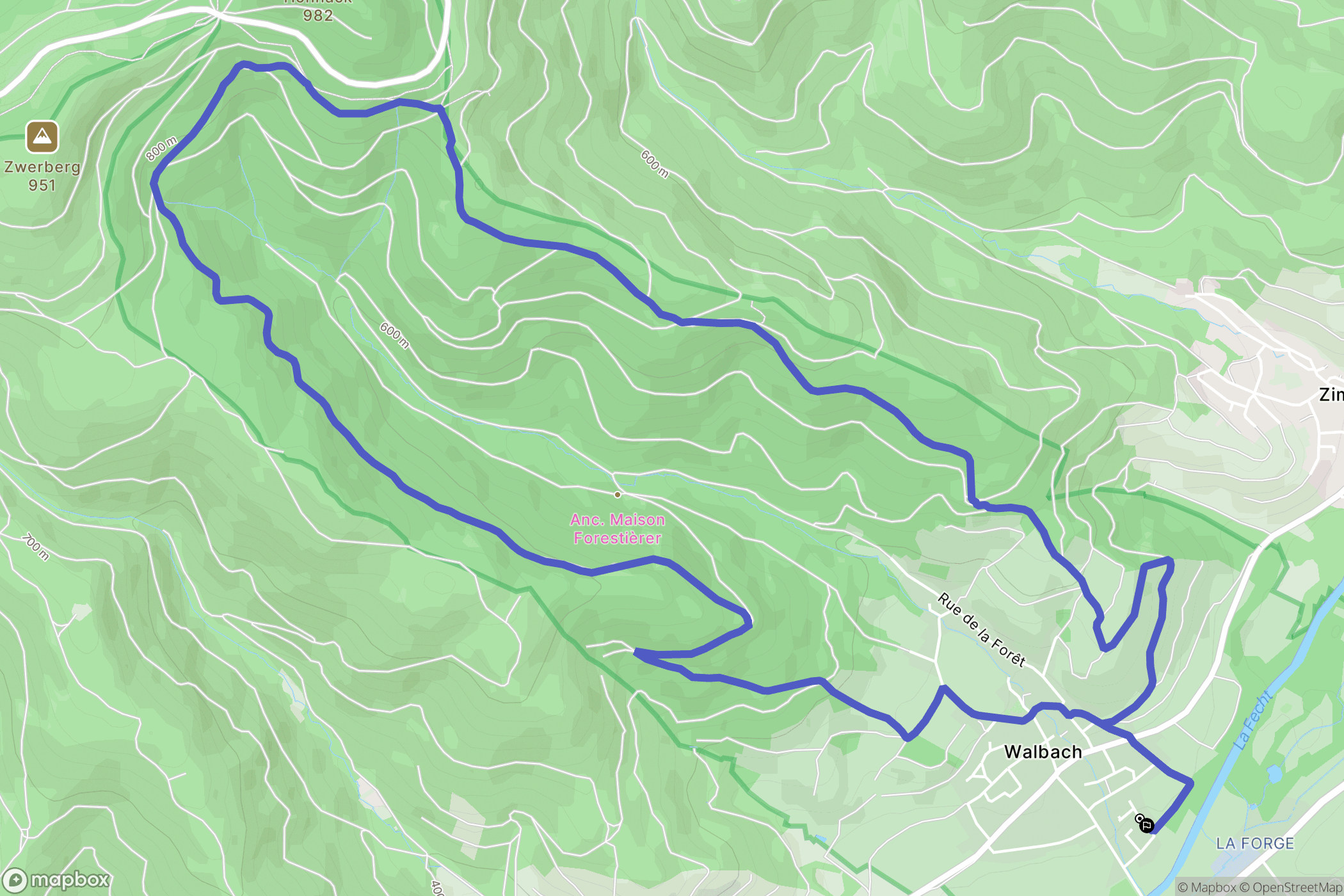 Walbach : carte du parcours de randonnée - France