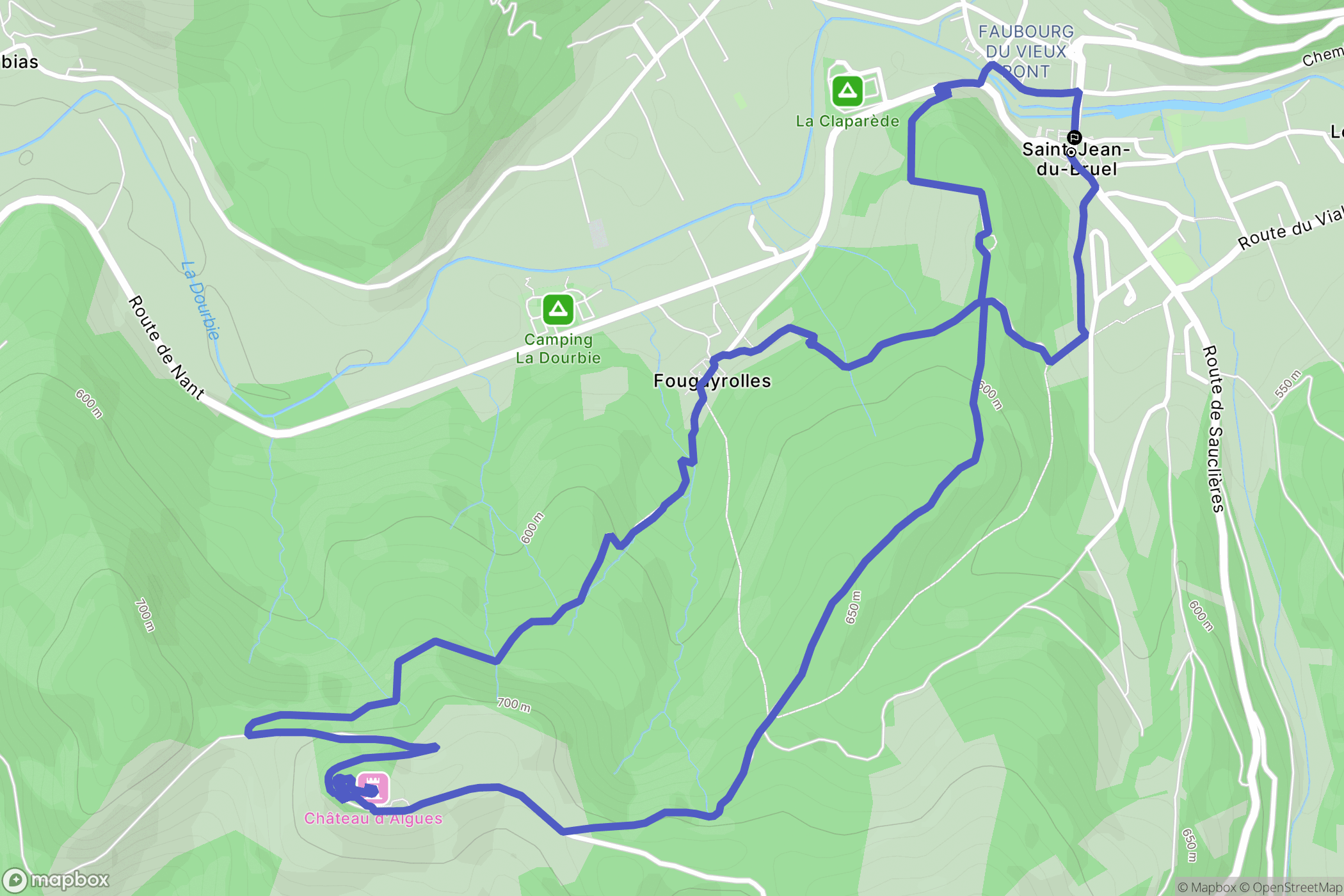 Saint-Jean-du-Bruel : carte du parcours de randonnée - France