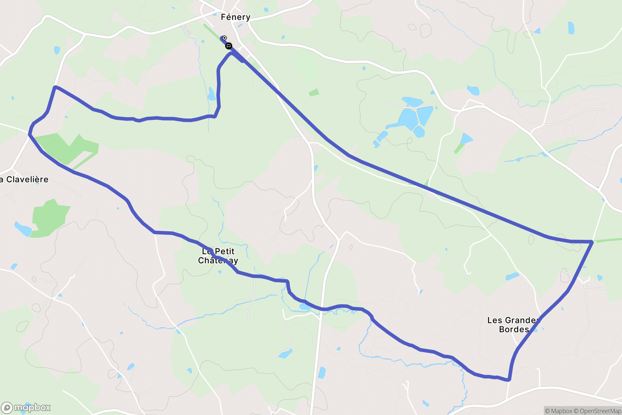 Fénery : carte du parcours de randonnée - France