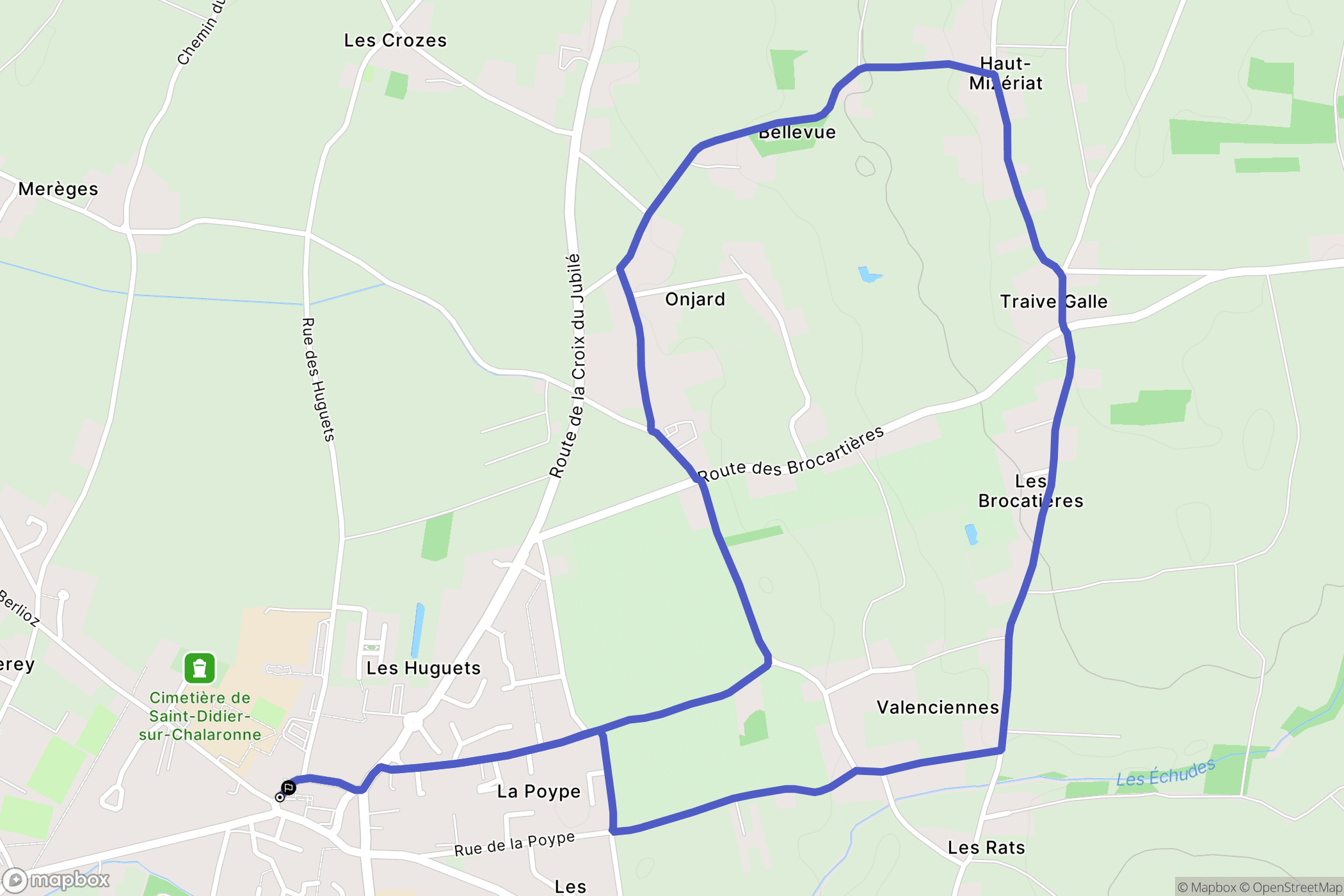 Saint-Didier-sur-Chalaronne : carte du parcours de randonnée - France