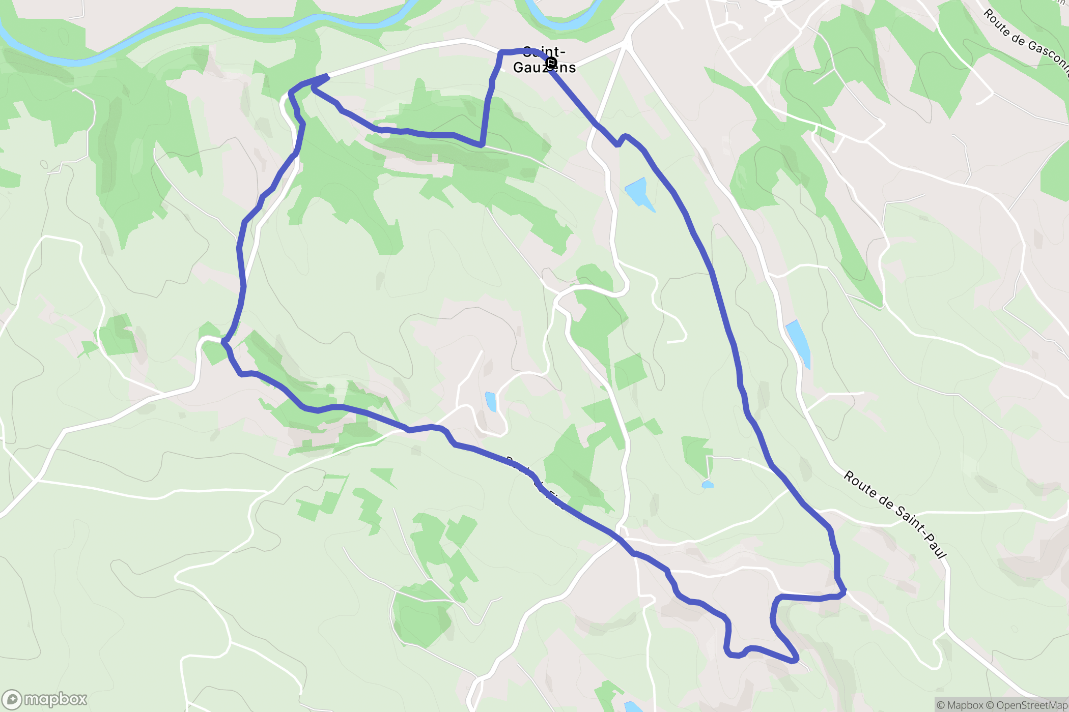 Saint-Gauzens : carte du parcours de randonnée - France