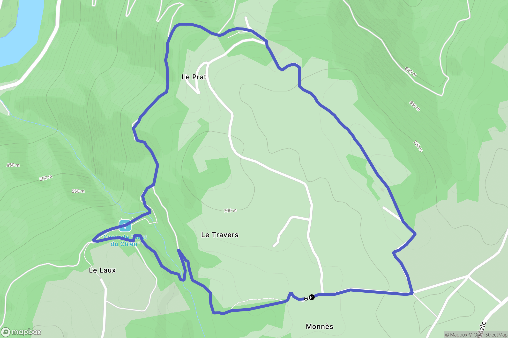 Saint-Symphorien-de-Thénières : carte du parcours de randonnée - France