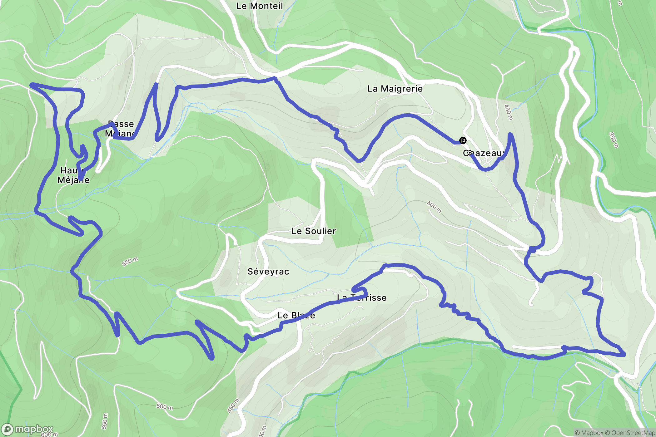 Chazeaux : carte du parcours de randonnée - France