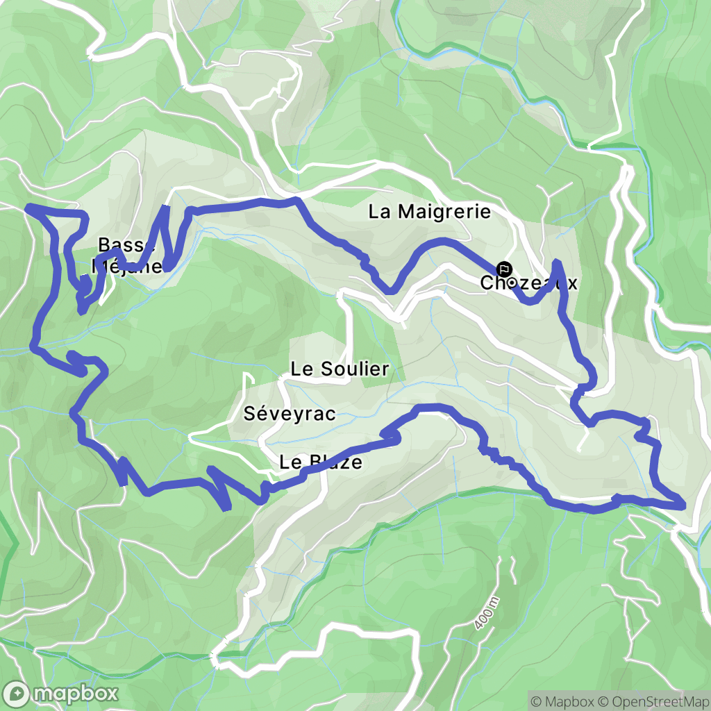 Chazeaux : carte du parcours de randonnée - France