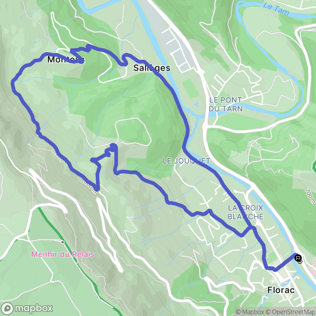 Florac-Trois-Rivières : carte du parcours de randonnée - France