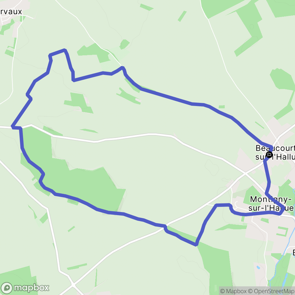 Beaucourt-sur-l'Hallue : carte du parcours de randonnée - France