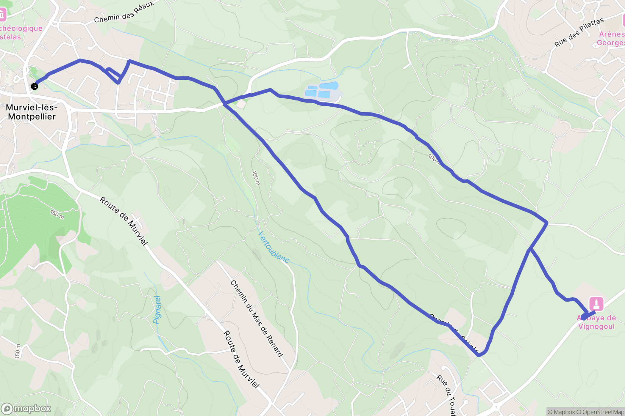 Murviel-lès-Montpellier : carte du parcours de randonnée - France
