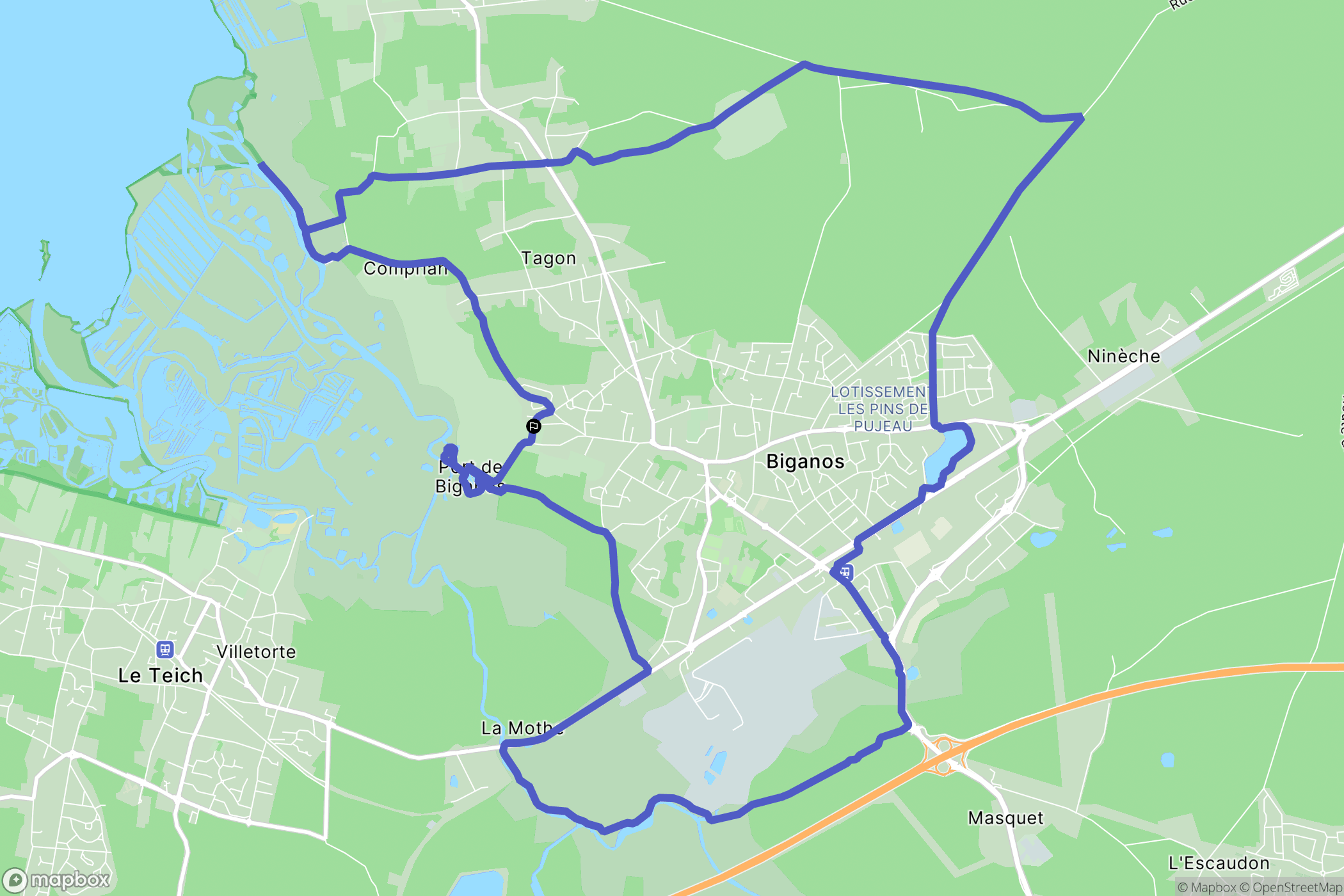Biganos : carte du parcours de randonnée - France