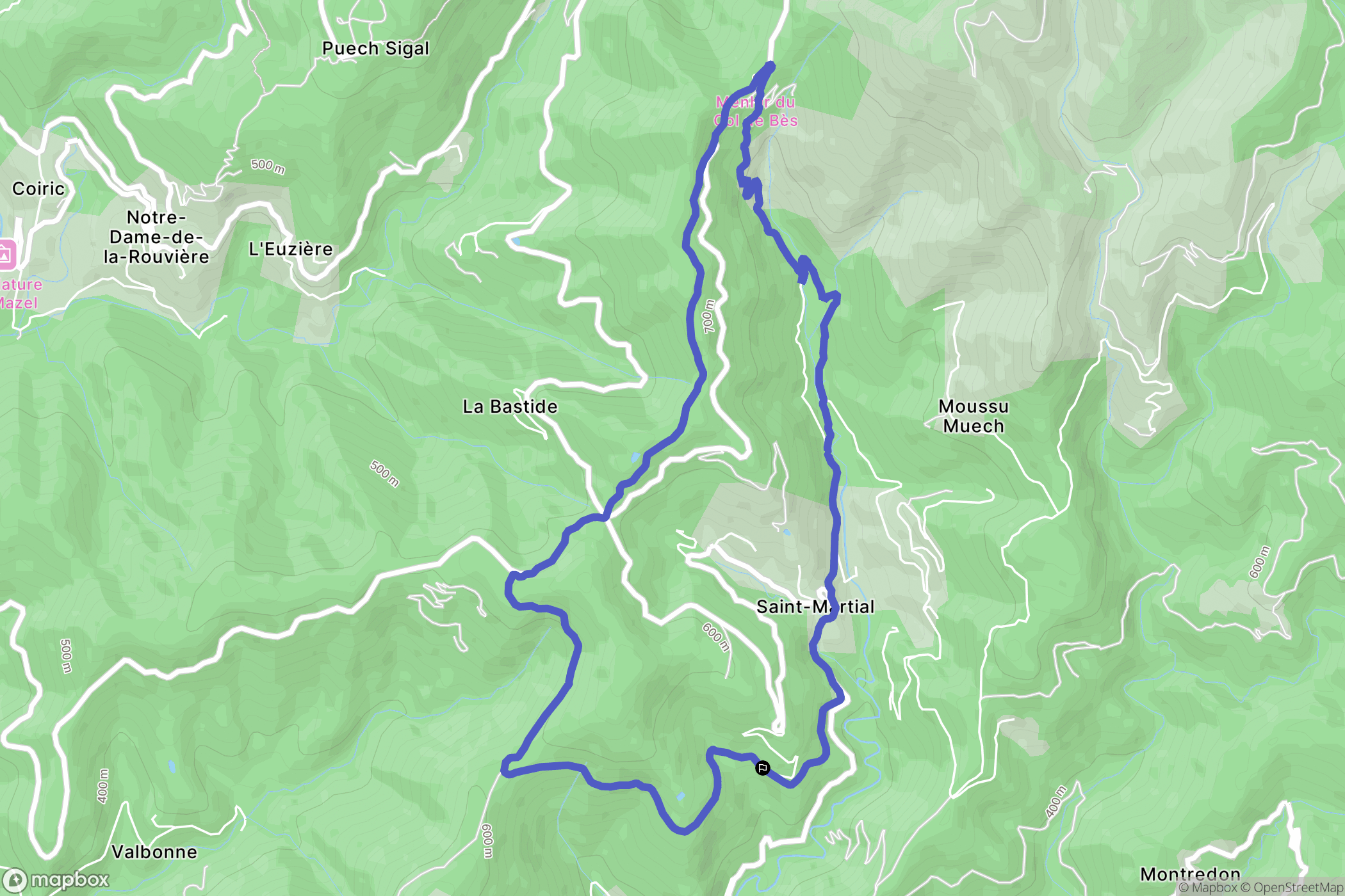 Saint-Martial : carte du parcours de randonnée - France