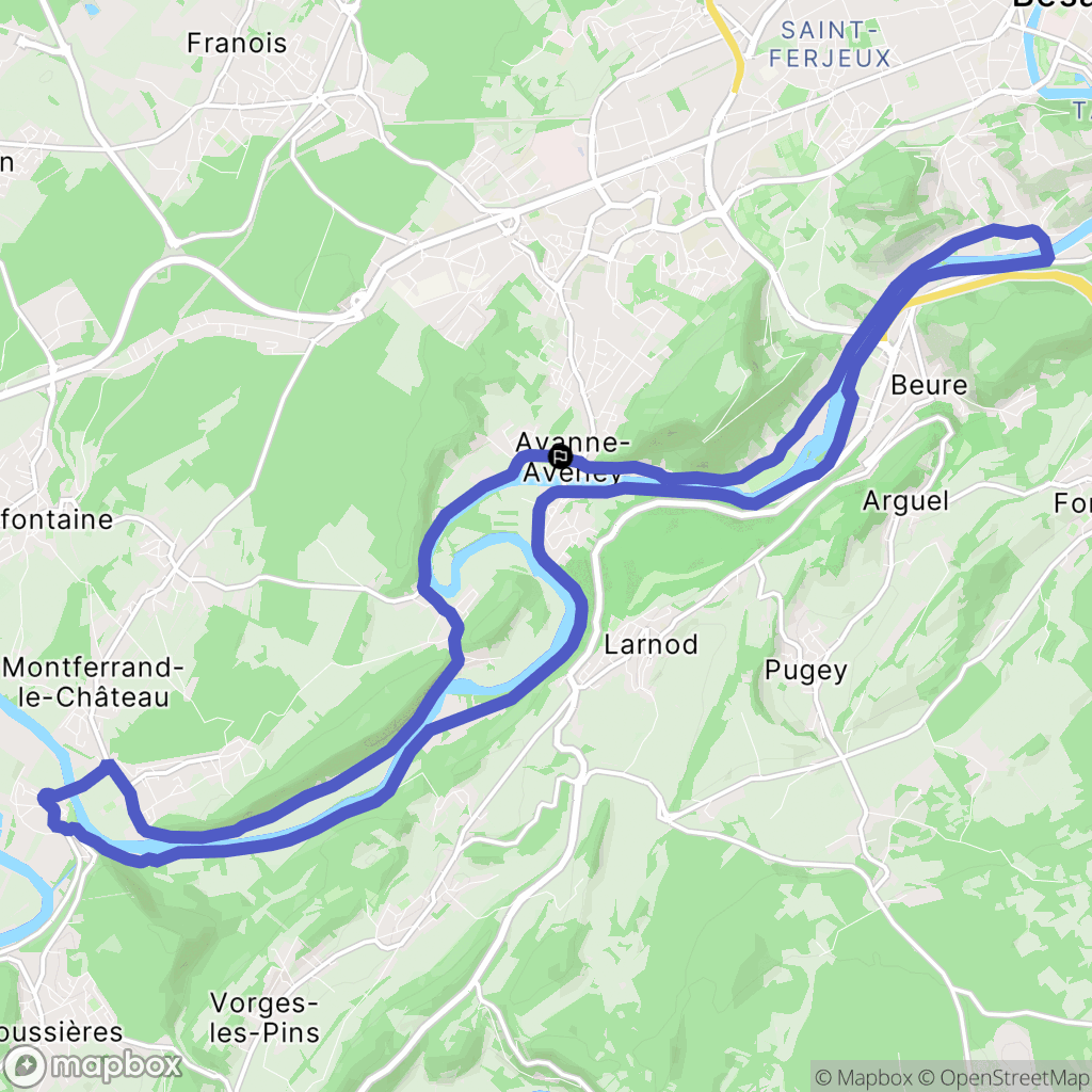 Avanne-Aveney : carte du parcours de randonnée - France