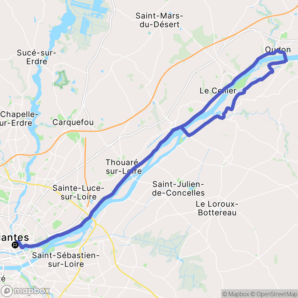 Nantes : carte du parcours de randonnée - France