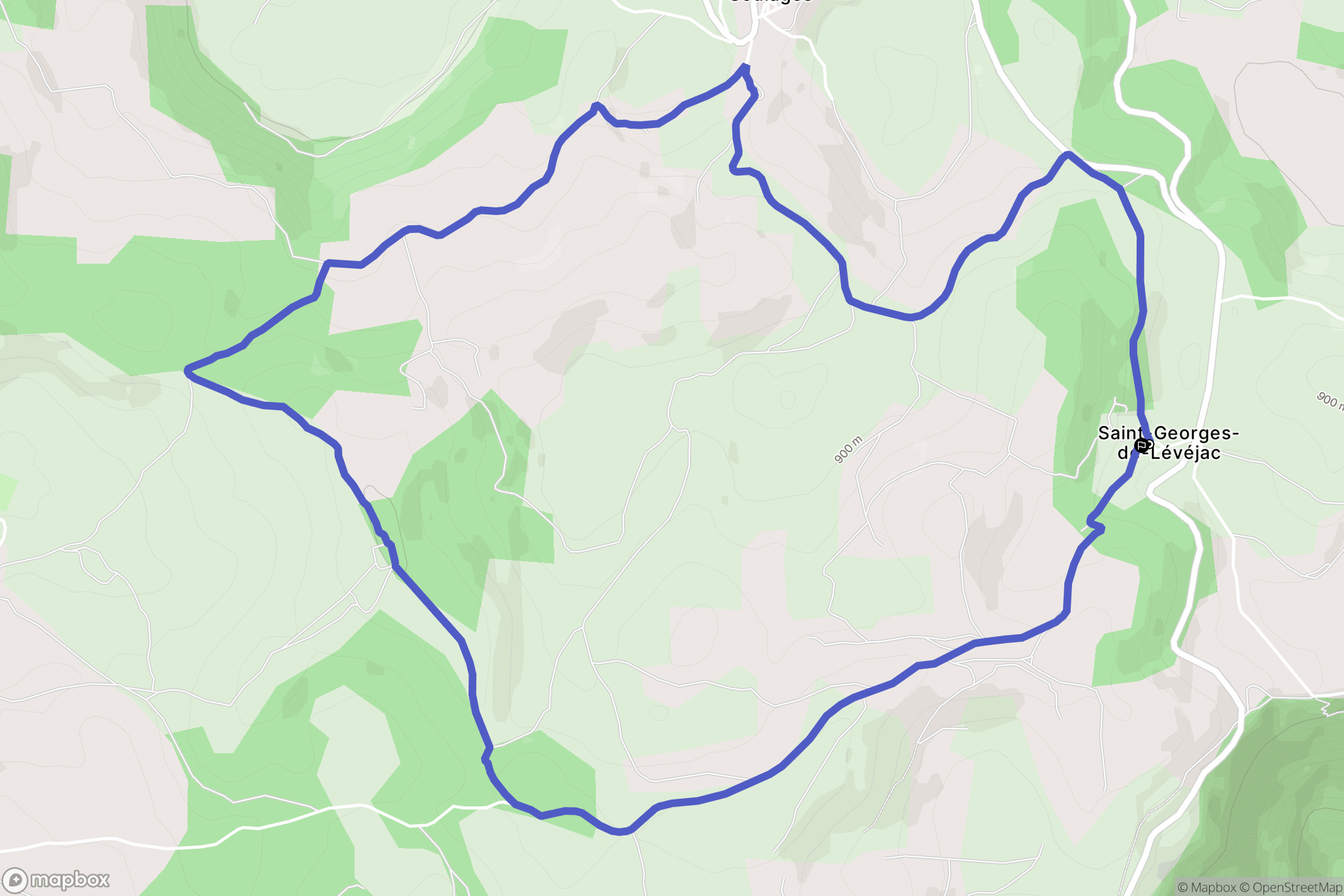 Massegros Causses Gorges : carte du parcours de randonnée - France